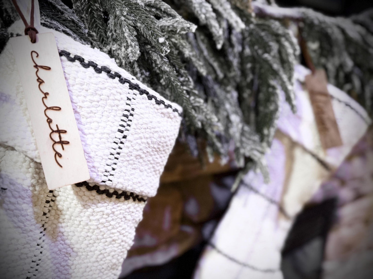 Wood Christmas Stocking Name Tag, Year Round Personalized bookmark, Custom engraved wood label