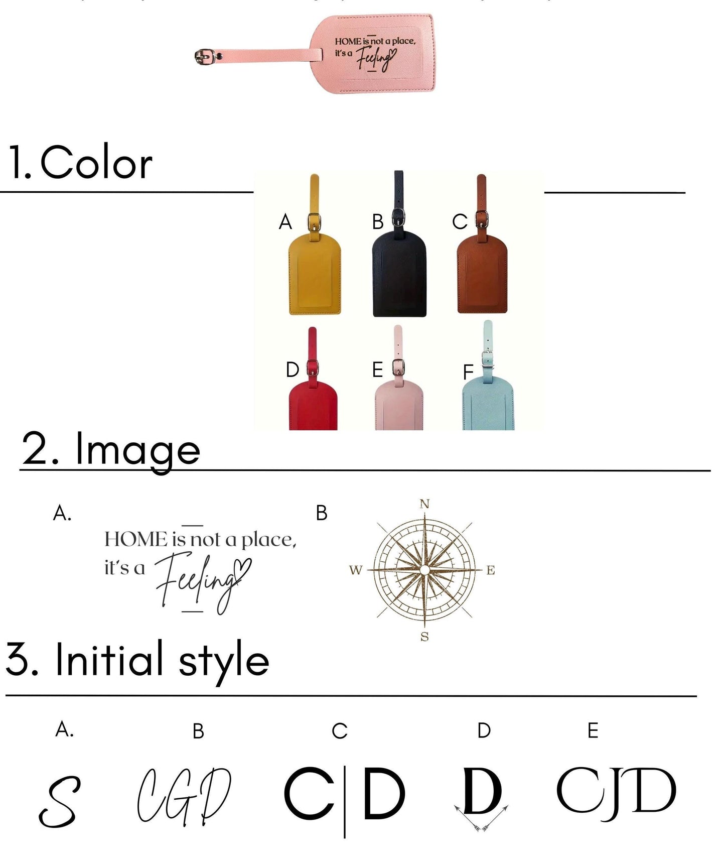 Personalized leather luggage tag