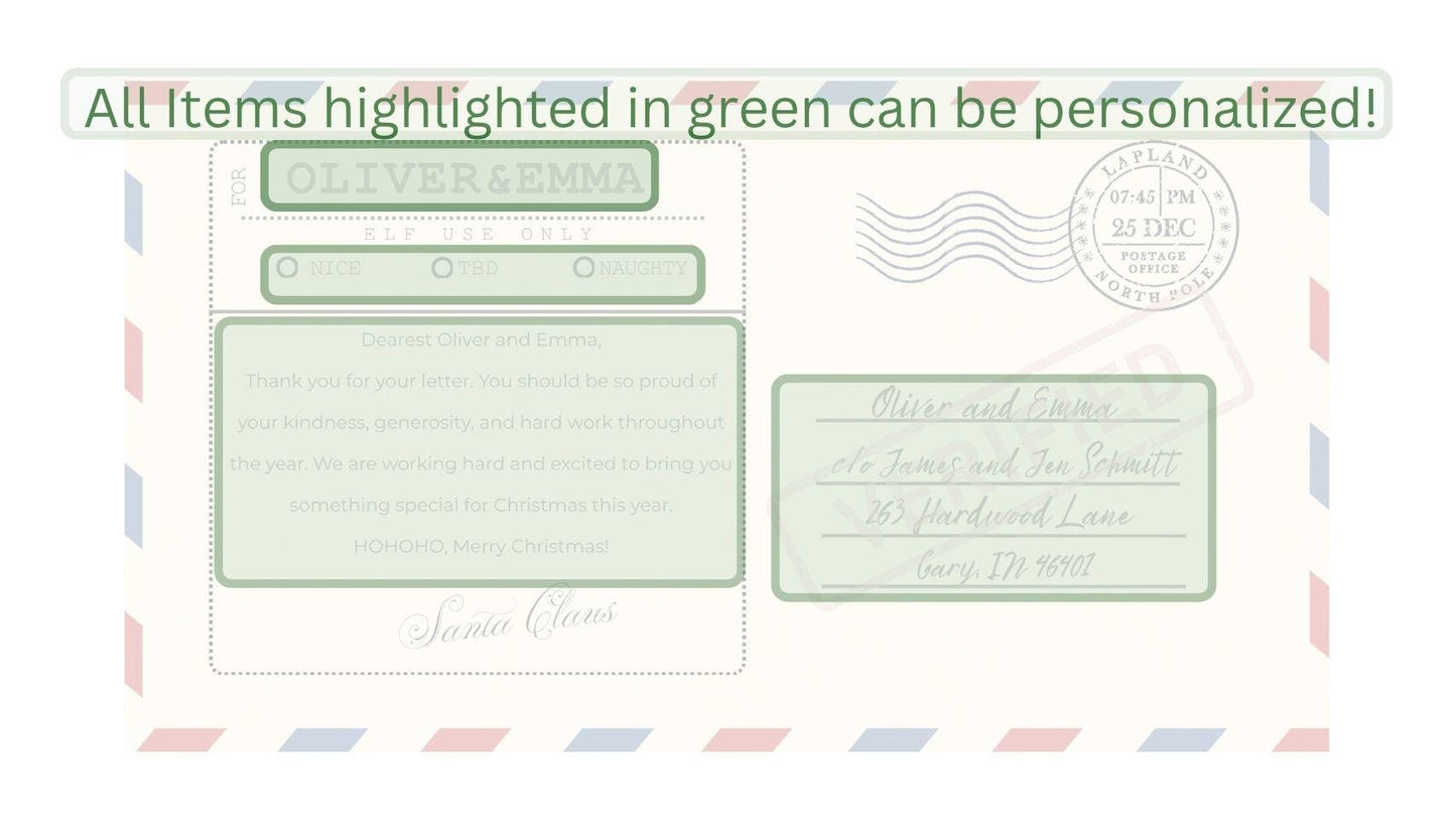 Personalized Santa Postcard, Official North Pole Letter (Editable Template)