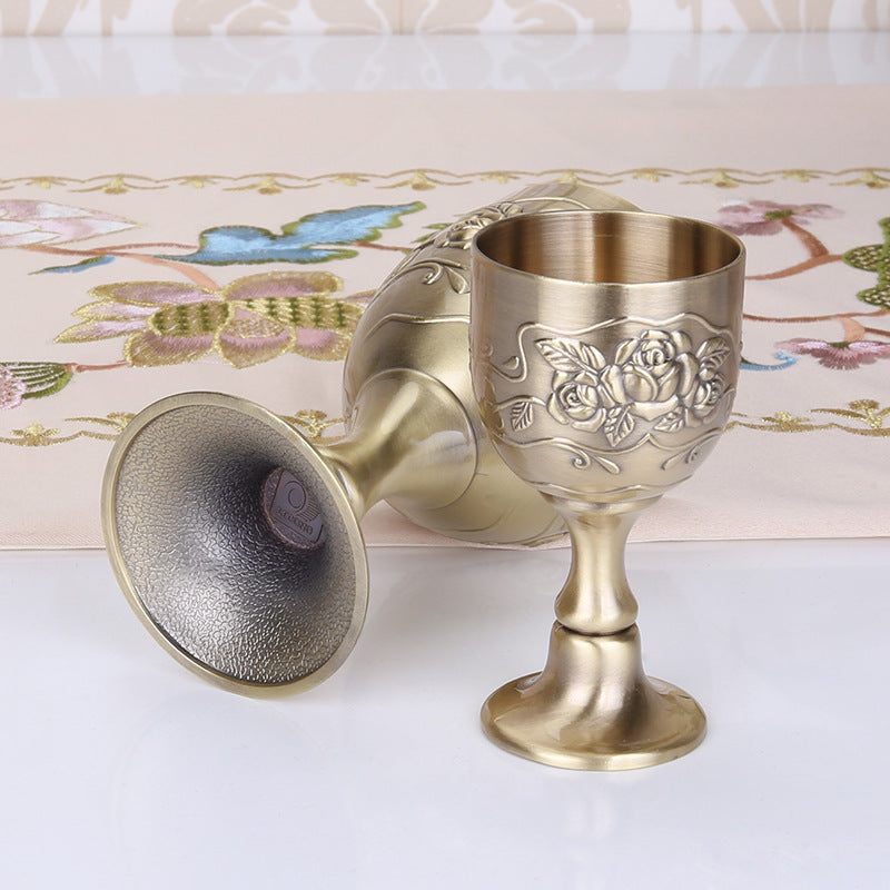 European Style Old Wine Glass, Alloy Antique Wine Set, Goblet, White Wine Glass