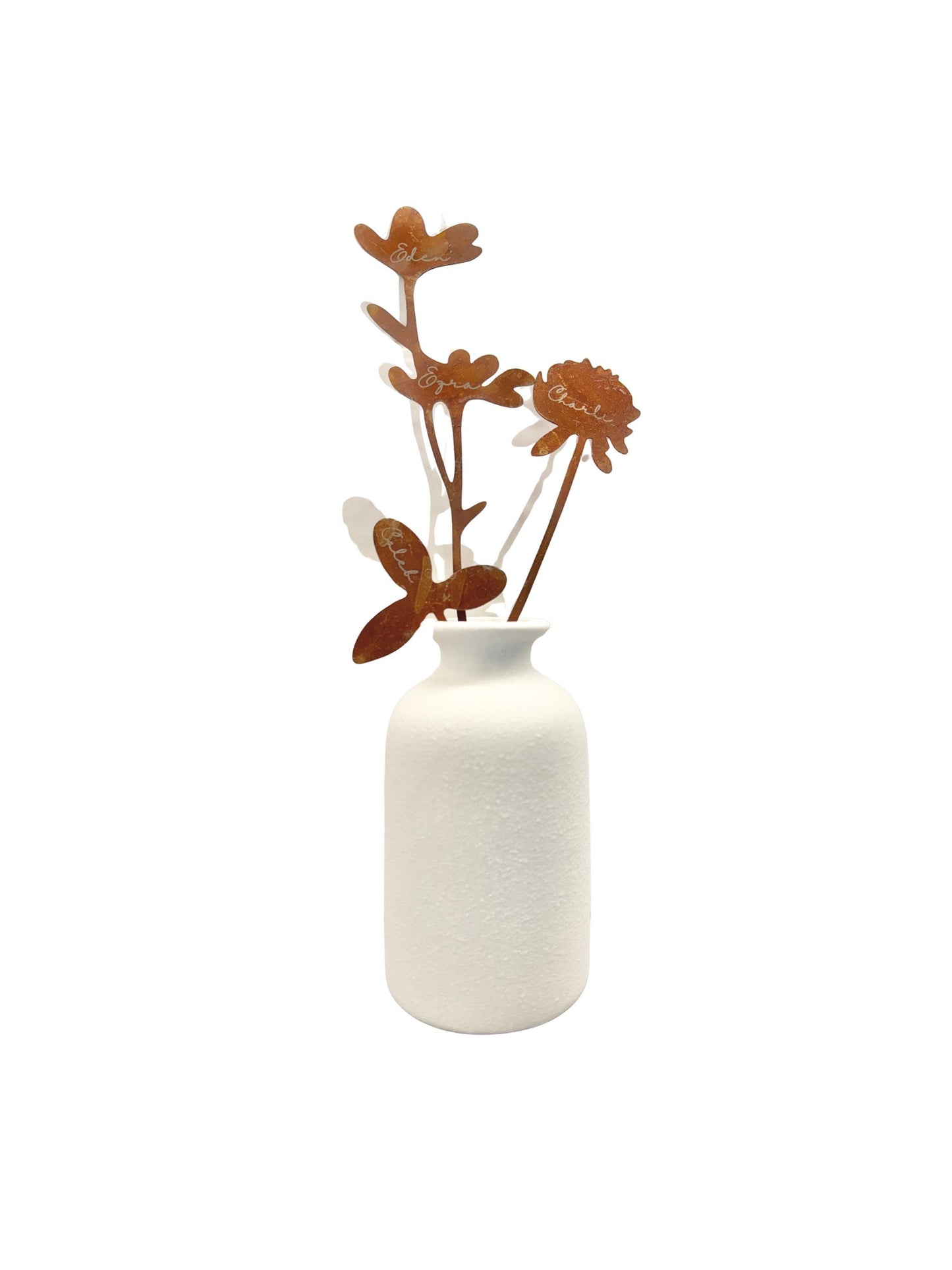 Personalized Metal Flower Bouquet: Engraved Rustic Floral Decor