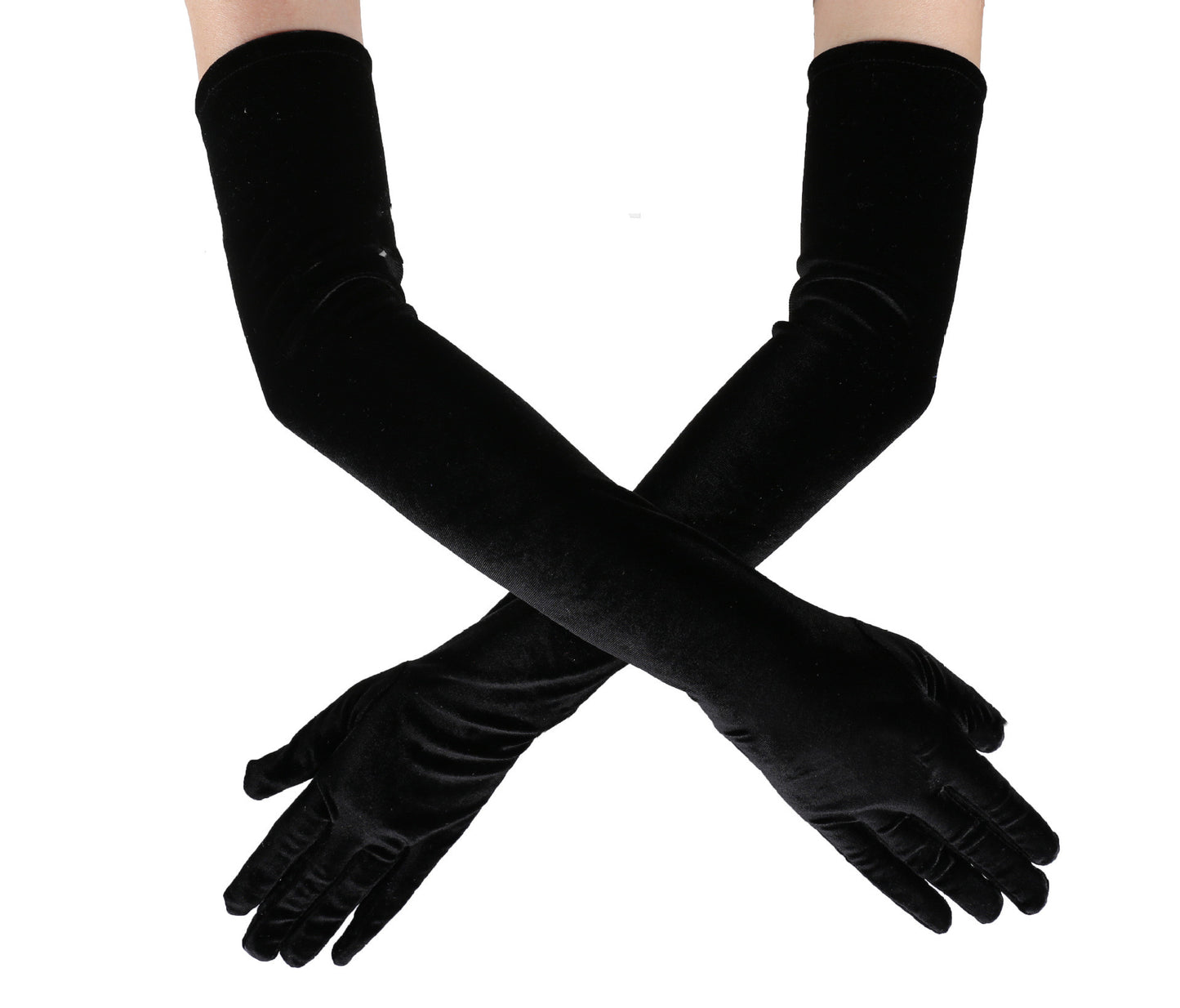 Black Velvet Long Warm Velvet Gloves