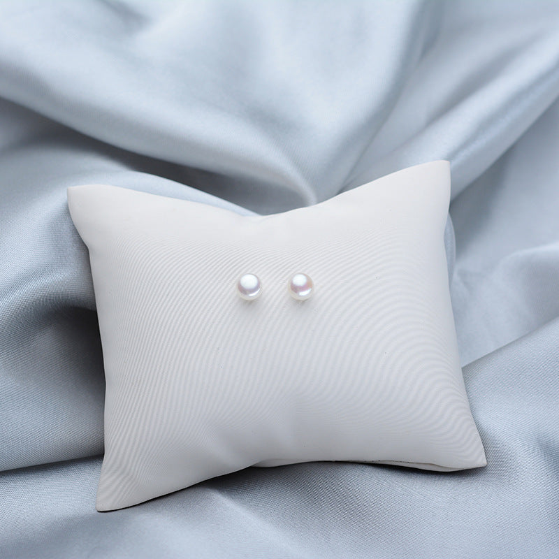 Freshwater Pearl Ear Studs Simple And Stylish Earrings Steamed Buns Round 6-7mm Ornament