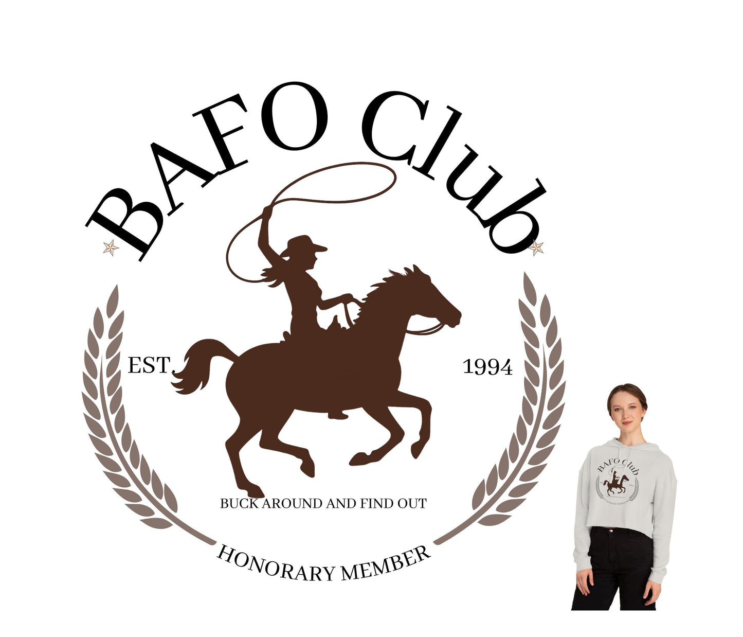 Buck Around and Find Out Equestrian Cropped Hoodie, Funny Horse Riding Sweatshirt, Women's Hoody, Equine Gift, Horse Lover Apparel