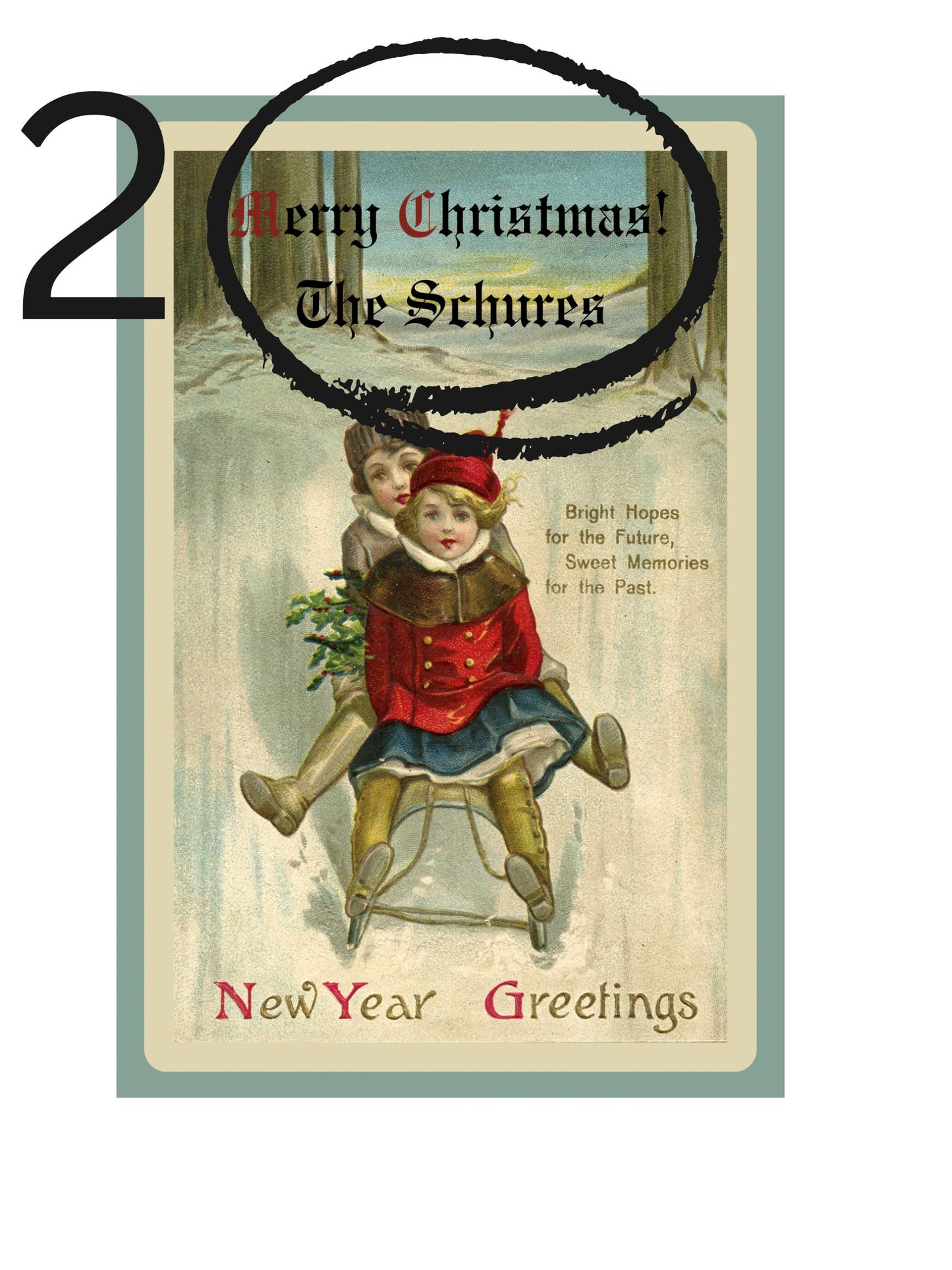 Personalized Vintage Christmas Cards, Retro Holiday Greetings (Digital Download)