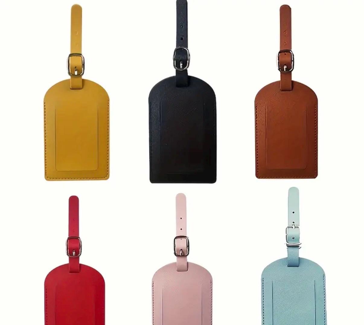 Personalized leather luggage tag