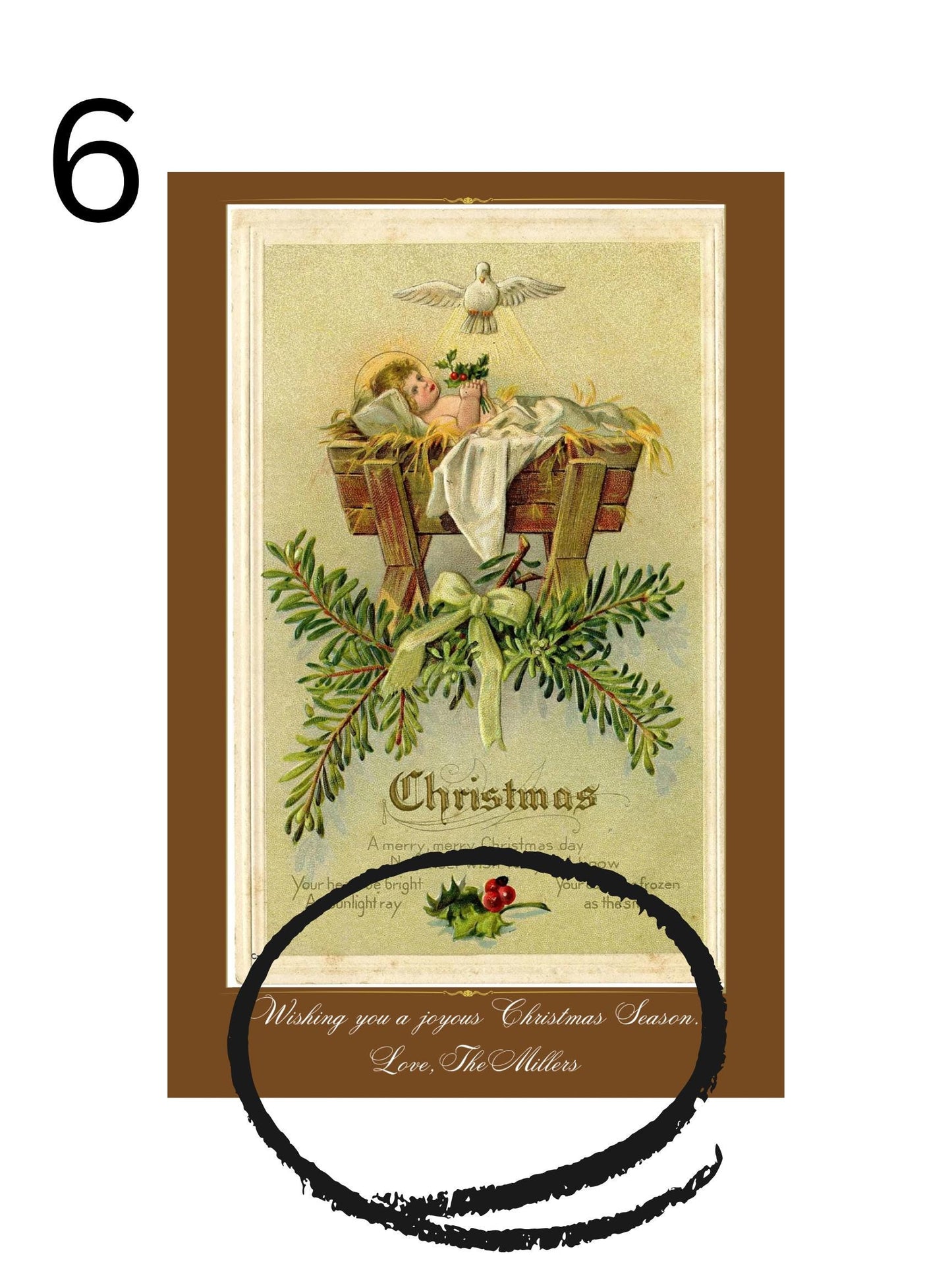 Personalized Vintage Christmas Cards, Retro Holiday Greetings (Digital Download)