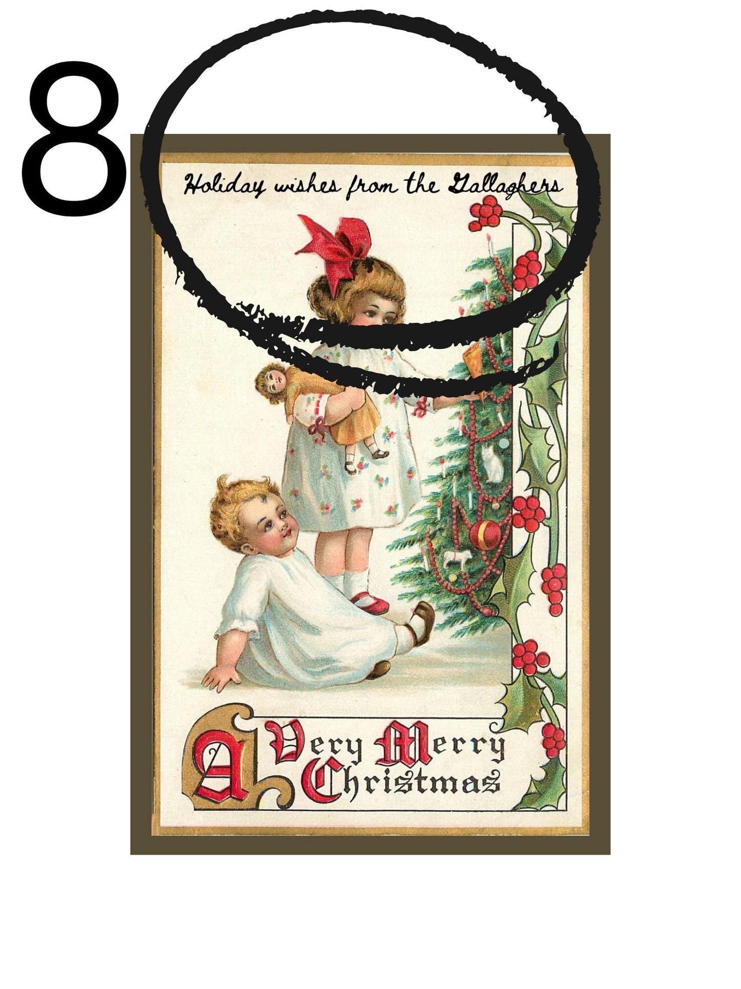 Personalized Vintage Christmas Cards, Retro Holiday Greetings (Digital Download)