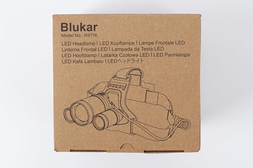 Blukar LED Headlamp, Super Bright Rechargeable Headlight Flashlight - 3 Lights 5 Modes,Zoomable,Spotlight&Floodlight Combination, IPX6 Waterproof, 20+Hrs Runtime for Running,Hiking,Camping etc.