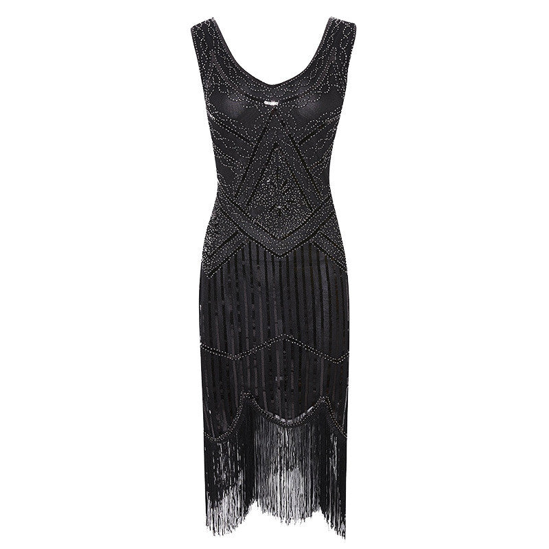 New Women's Vintage Sequined Fringe Beaded Dress