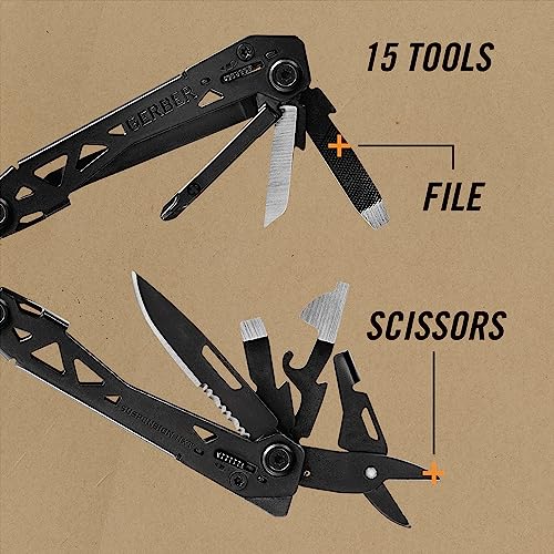 Gerber Gear Suspension-NXT 15-in-1 EDC Multi tool with Pocket Knife, Needle Nose Pliers and Wire Stripper Tools, Gifts for Men, Survival and Camping Gear, Stainless Steel