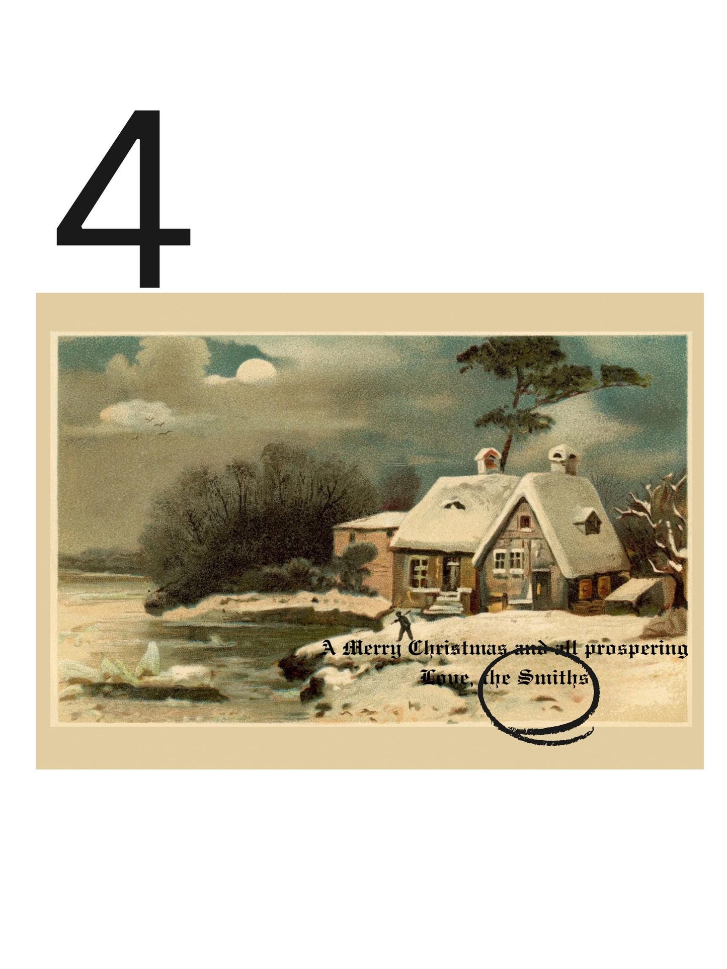 Personalized Vintage Christmas Cards, Retro Holiday Greetings (Digital Download)