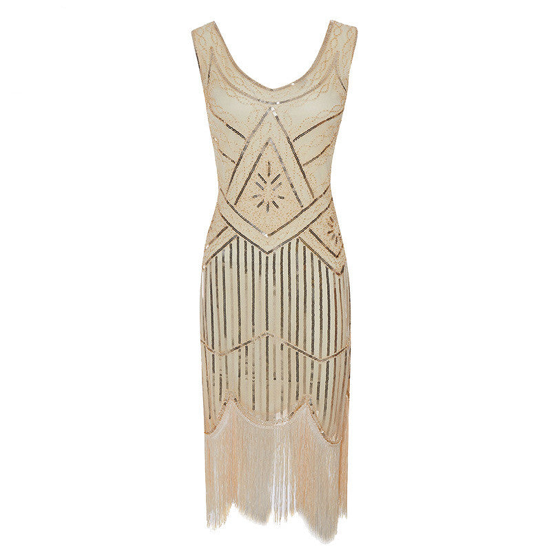 New Women's Vintage Sequined Fringe Beaded Dress