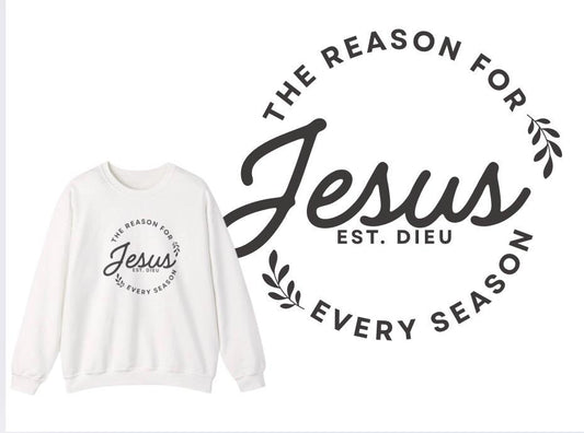Jesus is the reason for the season, Cozy Christian Crewneck Sweatshirt: Faith-Inspired Apparel
