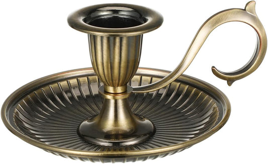 Healifty Candle Holder Candlestick Holder: Taper Candle Holders for Christmas Decor, Vintage Bronze Candlestick Holder with Handle, Candle Stand Chamberstick Handheld for Party Wedding Decor