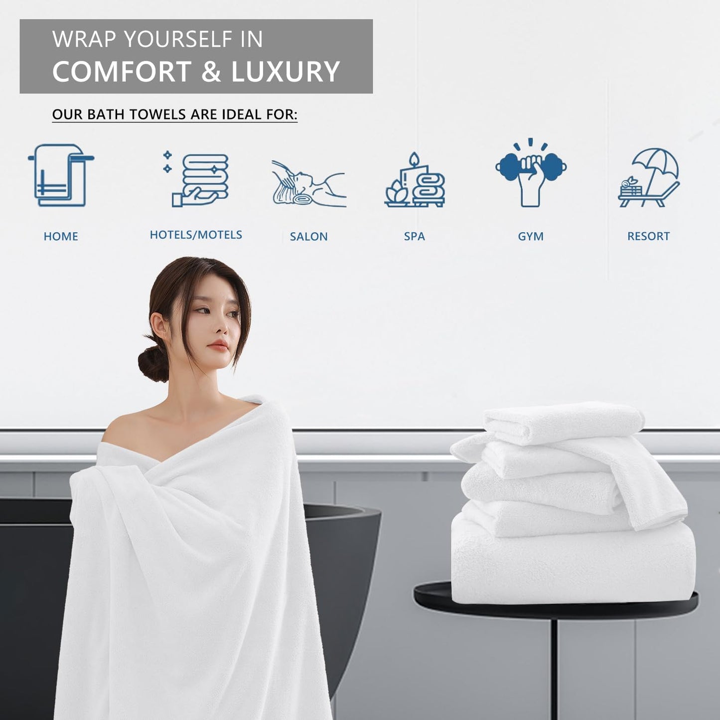 Extra Large Bath Sheet 4 Piece (35"x70")-Ultra Soft Oversized Bath Towel,Bath Sheet Towel Set for Bathroom Hotel,Highly Absorbent Quick Dry Shower Towel Set for Adults,Bath Towel Dark Grey