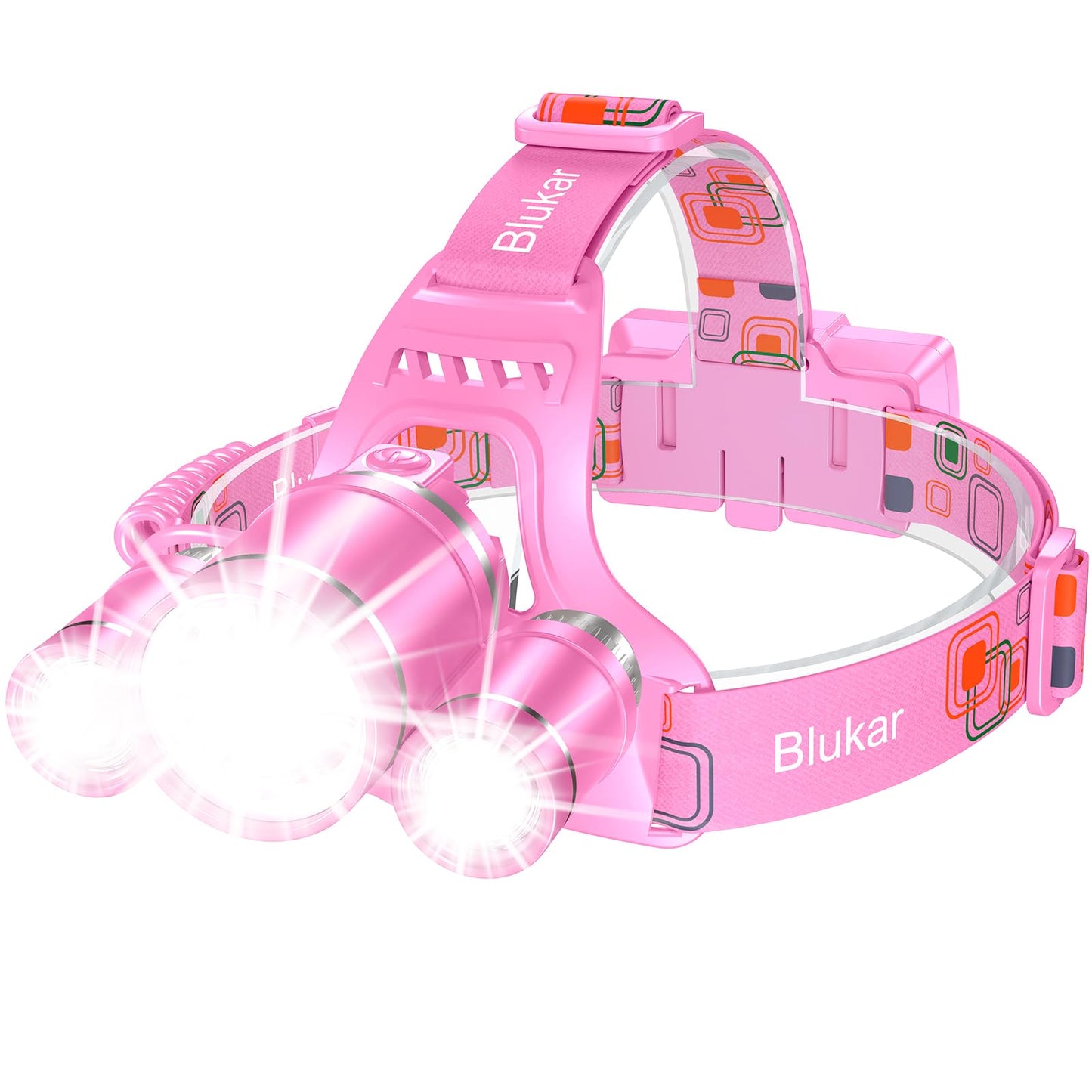 Blukar LED Headlamp, Super Bright Rechargeable Headlight Flashlight - 3 Lights 5 Modes,Zoomable,Spotlight&Floodlight Combination, IPX6 Waterproof, 20+Hrs Runtime for Running,Hiking,Camping etc.