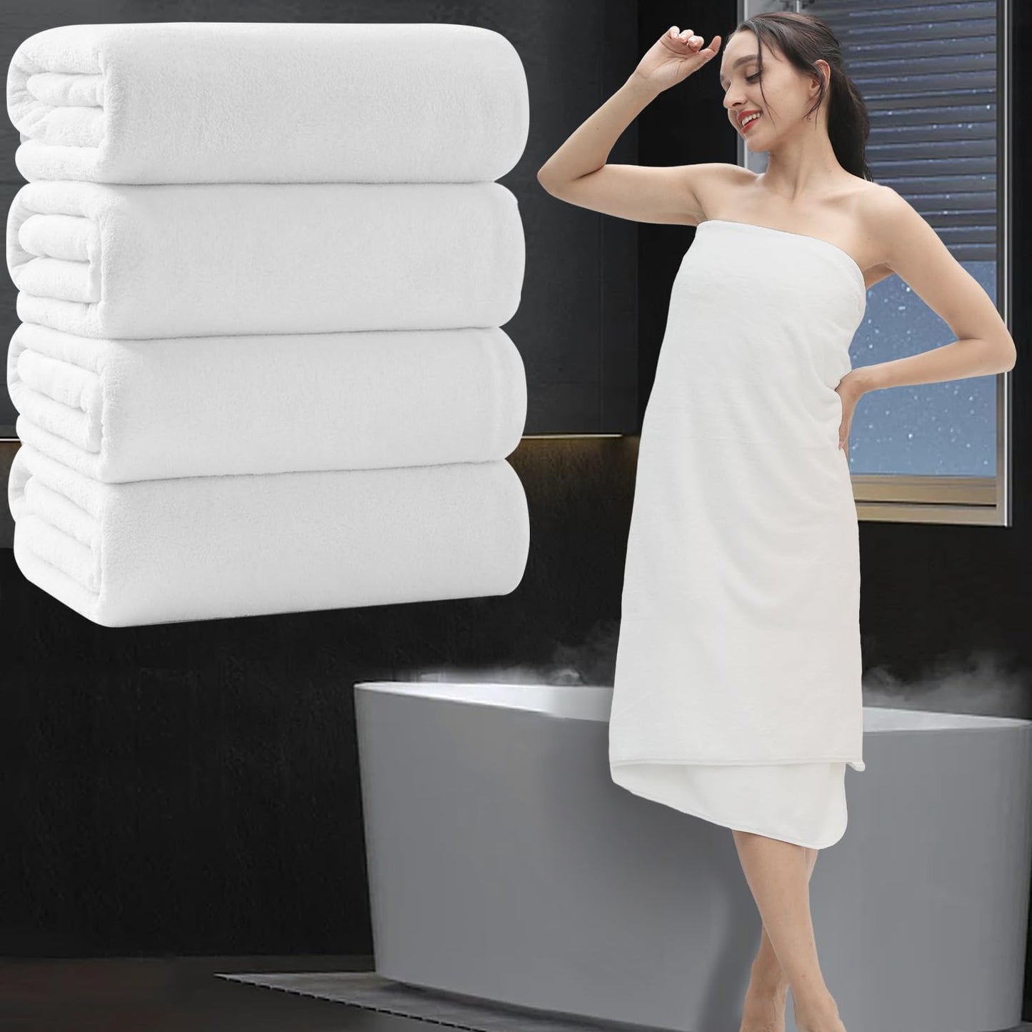 Extra Large Bath Sheet 4 Piece (35"x70")-Ultra Soft Oversized Bath Towel,Bath Sheet Towel Set for Bathroom Hotel,Highly Absorbent Quick Dry Shower Towel Set for Adults,Bath Towel Dark Grey