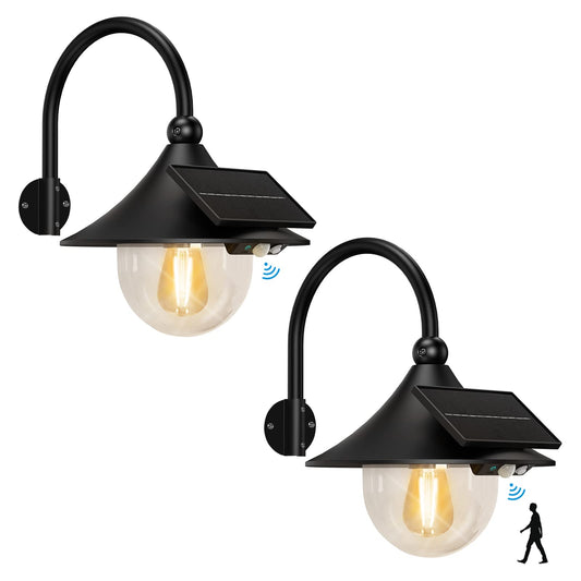 Aqonsie Solar Barn Light Outdoor with 3 Lighting Modes & Motion Sensing, Wall Mount Vintage Light, Waterproof Wall Light for Barn, Shed, Chicken coop, Porch, Patio