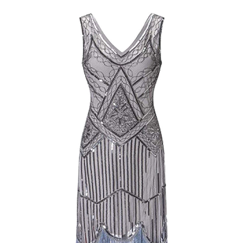 New Women's Vintage Sequined Fringe Beaded Dress
