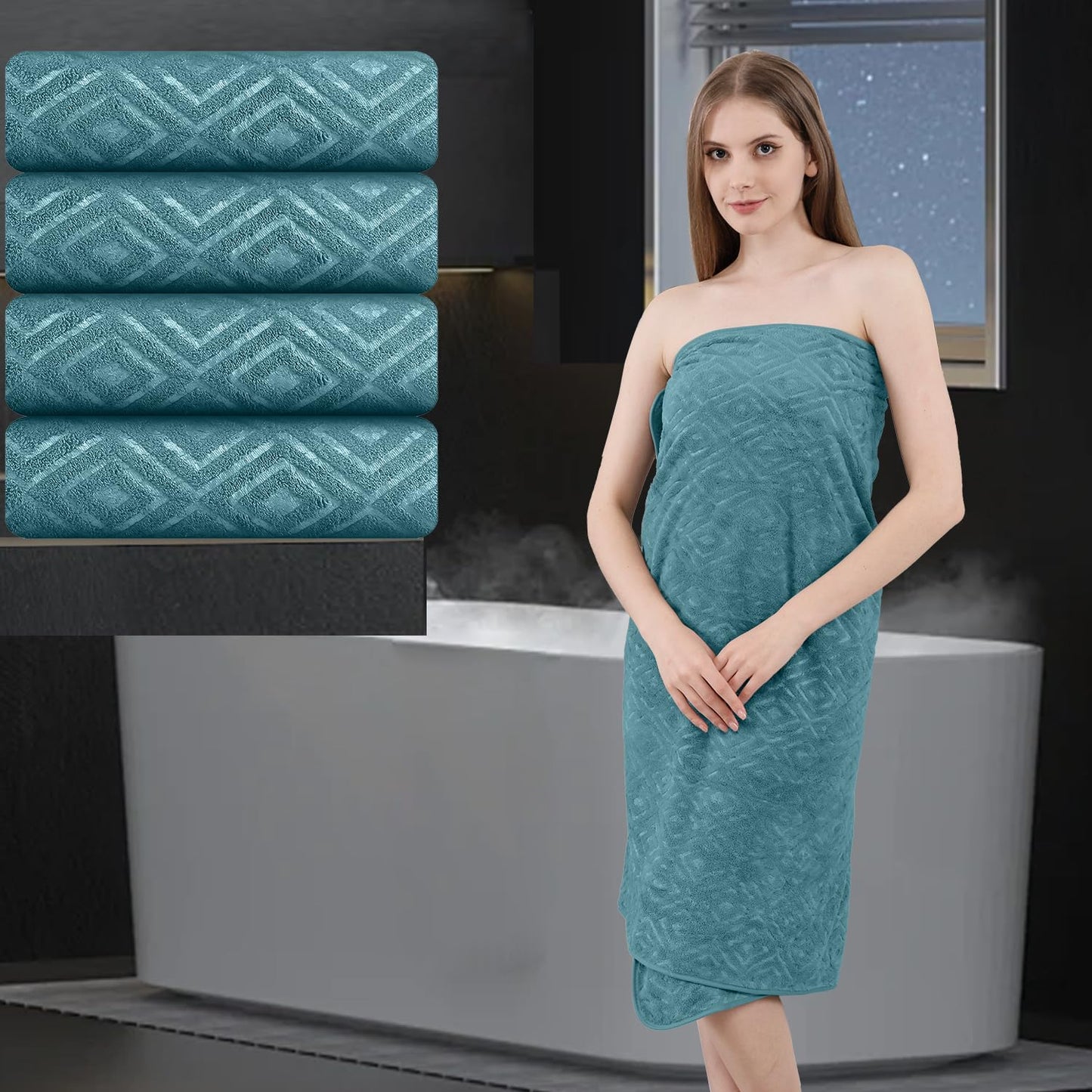 Extra Large Bath Sheet 4 Piece (35"x70")-Ultra Soft Oversized Bath Towel,Bath Sheet Towel Set for Bathroom Hotel,Highly Absorbent Quick Dry Shower Towel Set for Adults,Bath Towel Dark Grey