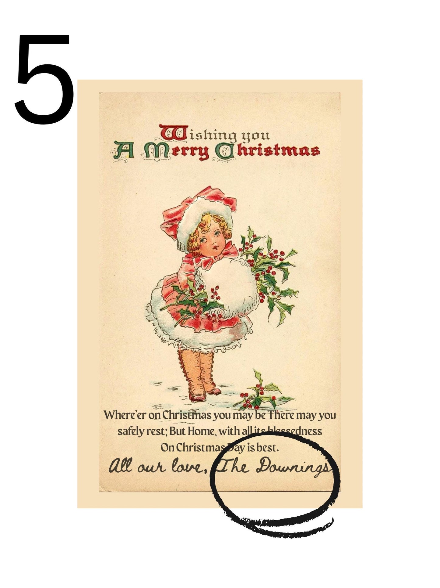 Personalized Vintage Christmas Cards, Retro Holiday Greetings (Digital Download)