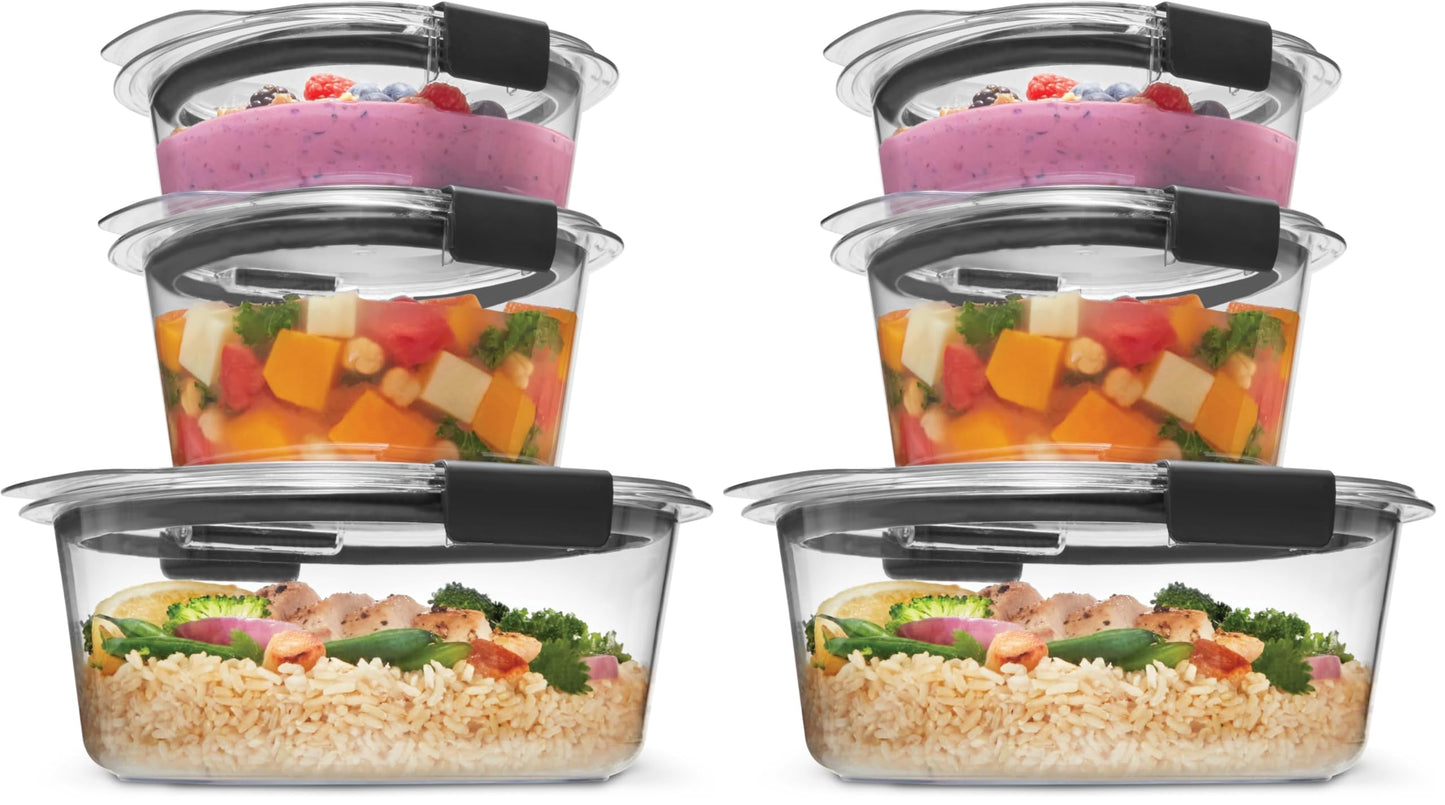 Rubbermaid Brilliance Food Storage Containers BPA Free Airtight Lids Ideal for Lunch Meal Prep & Leftovers Set of 5 (3.2 Cup)