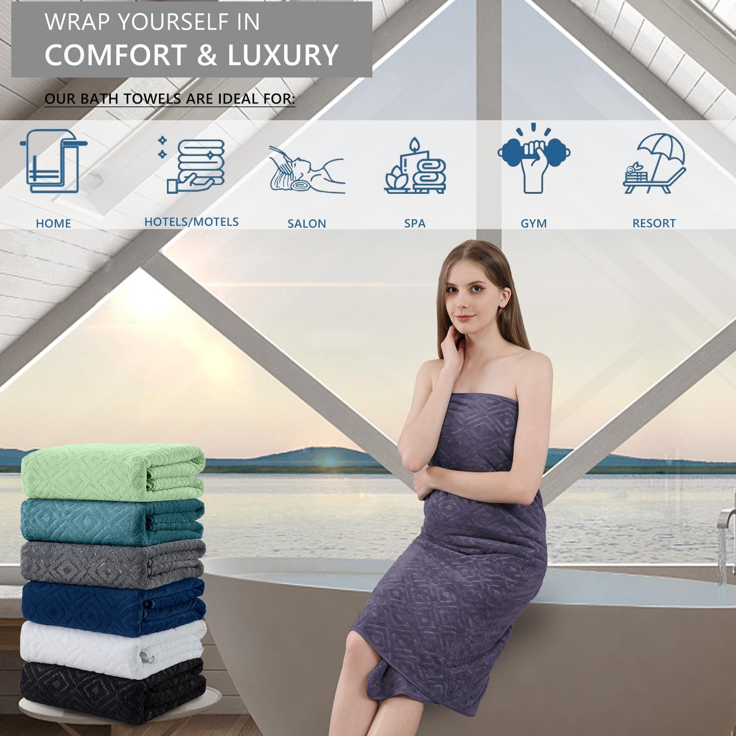 Extra Large Bath Sheet 4 Piece (35"x70")-Ultra Soft Oversized Bath Towel,Bath Sheet Towel Set for Bathroom Hotel,Highly Absorbent Quick Dry Shower Towel Set for Adults,Bath Towel Dark Grey