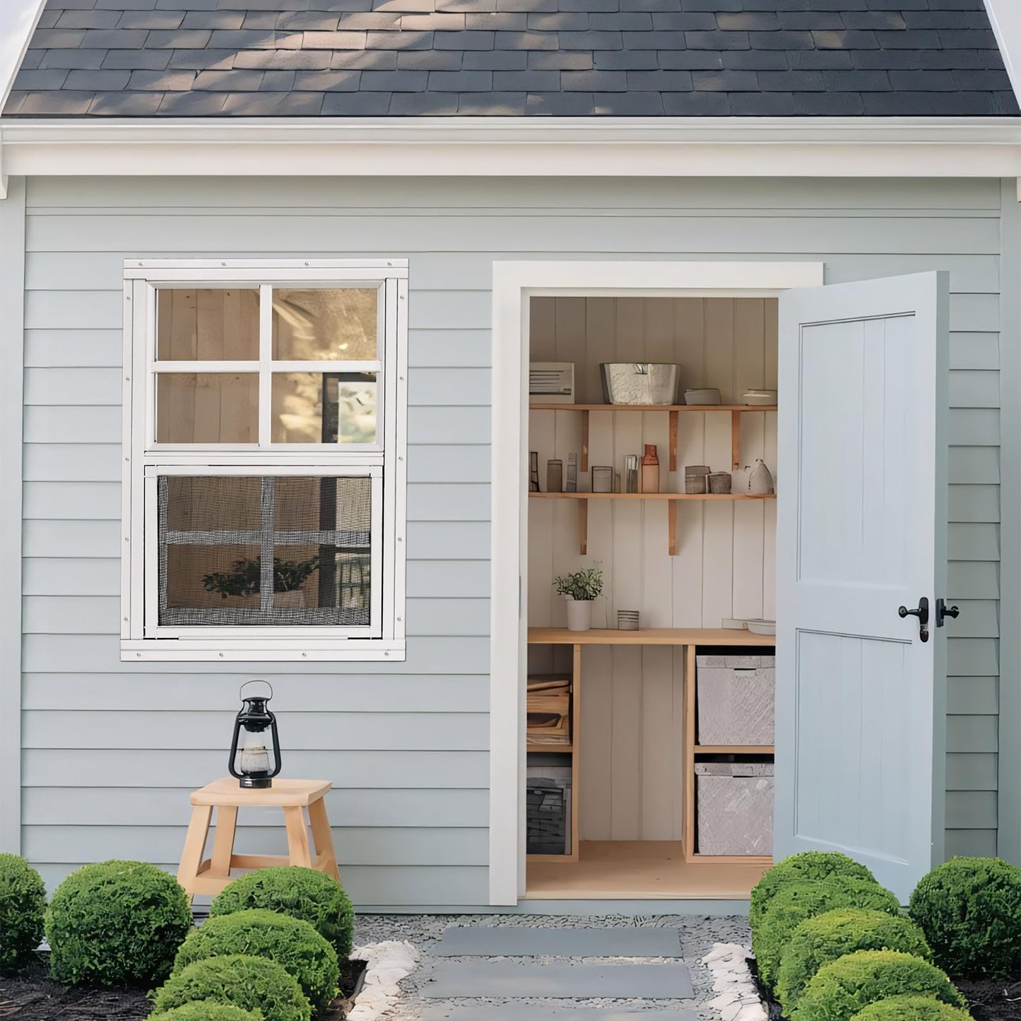 Shed Windows 2 Pack, Chicken Coop Windows 24" x 36" with Tempered Glass and Fiberglass Screen, Flush Mounted Small Window for Shed, Barns, Playhouse, Household, Garage (Black)