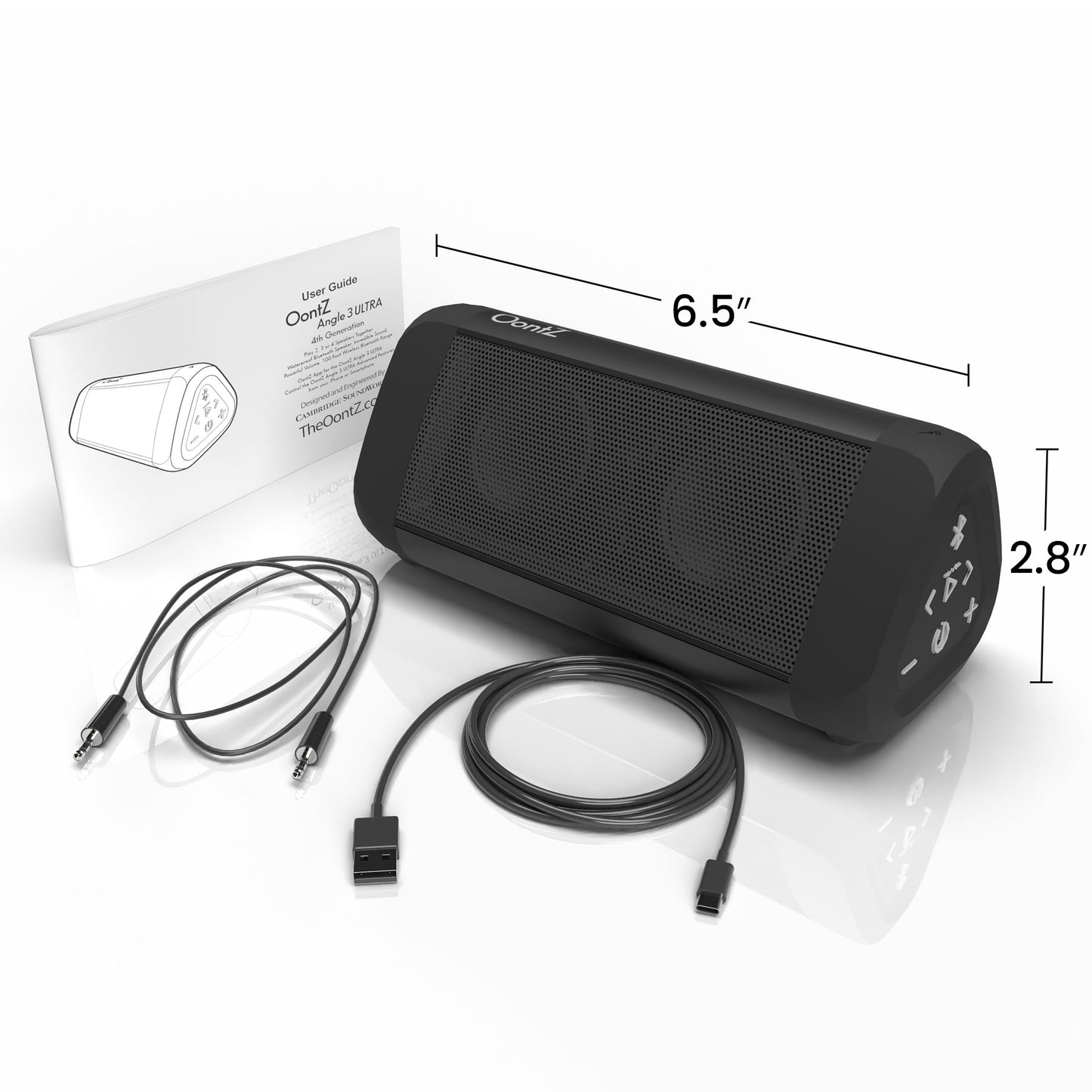 OontZ Ultra Dual Portable Bluetooth Speaker 5.0 2-Pack – IPX7 Waterproof, 14W Enhanced Sound, 20-Hr Battery, 100ft Range, Deep Bass & Clear Audio, Durable for Shower, Pool, or Beach (Black)