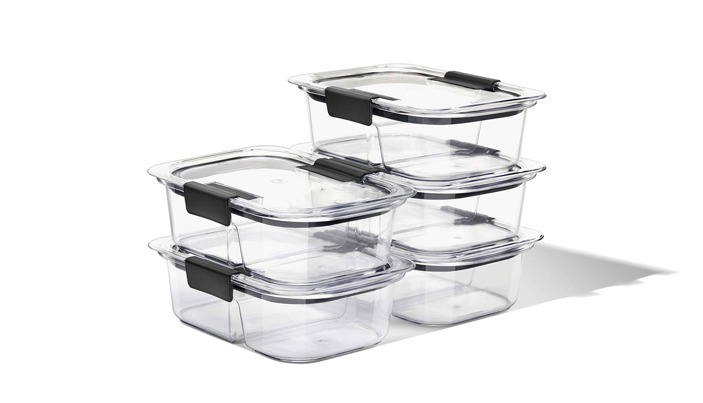 Rubbermaid Brilliance Food Storage Containers BPA Free Airtight Lids Ideal for Lunch Meal Prep & Leftovers Set of 5 (3.2 Cup)