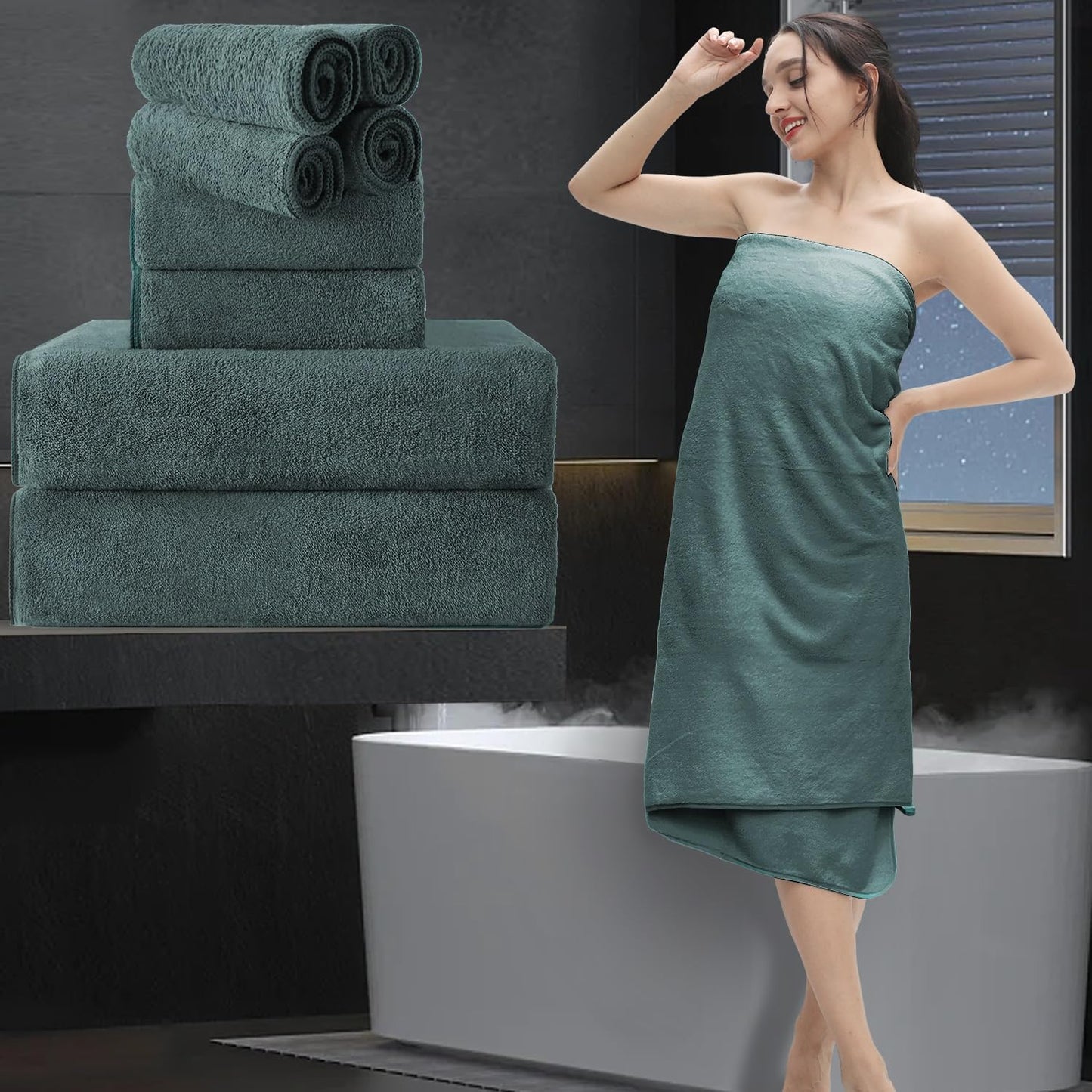 Extra Large Bath Sheet 4 Piece (35"x70")-Ultra Soft Oversized Bath Towel,Bath Sheet Towel Set for Bathroom Hotel,Highly Absorbent Quick Dry Shower Towel Set for Adults,Bath Towel Dark Grey