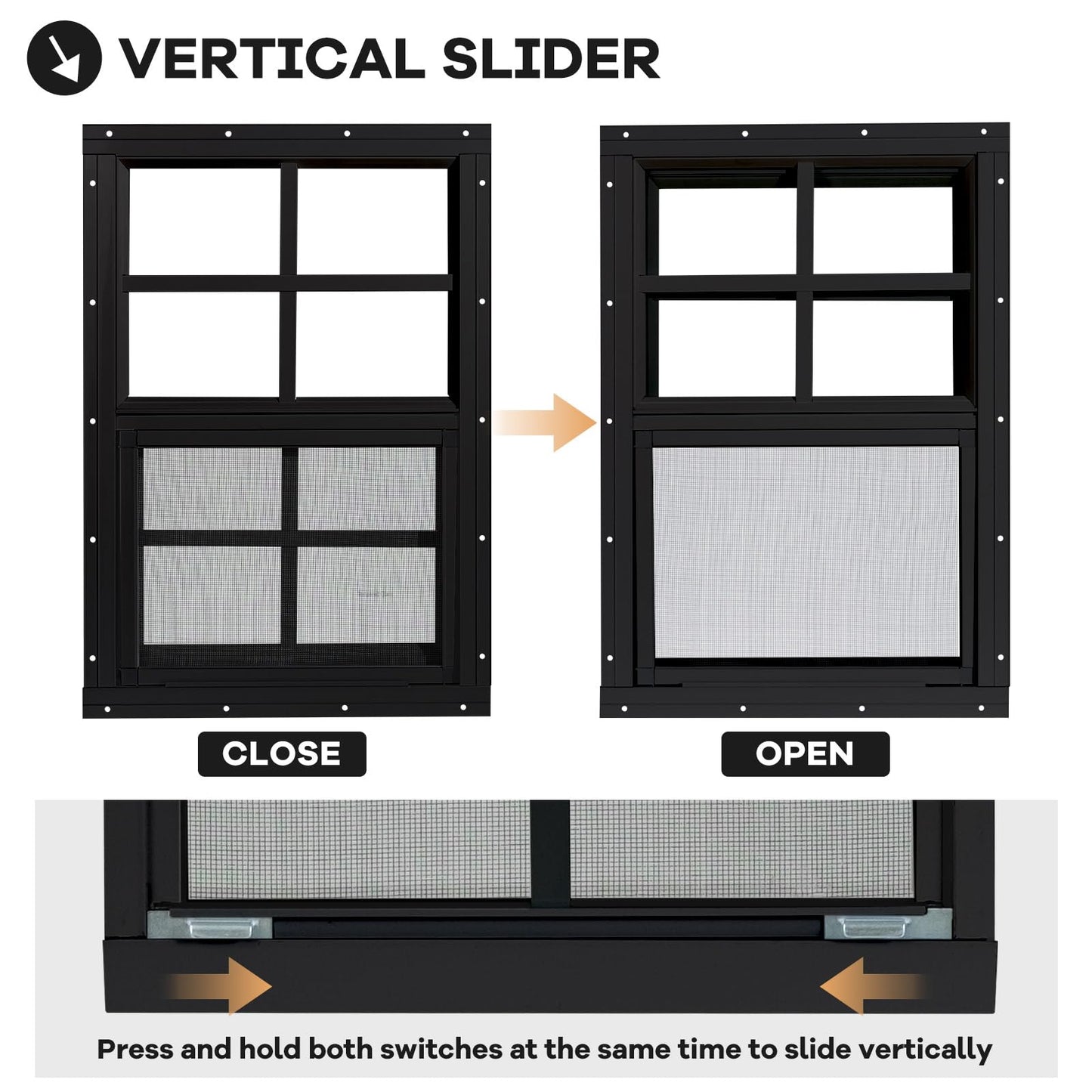 Shed Windows 2 Pack, Chicken Coop Windows 24" x 36" with Tempered Glass and Fiberglass Screen, Flush Mounted Small Window for Shed, Barns, Playhouse, Household, Garage (Black)