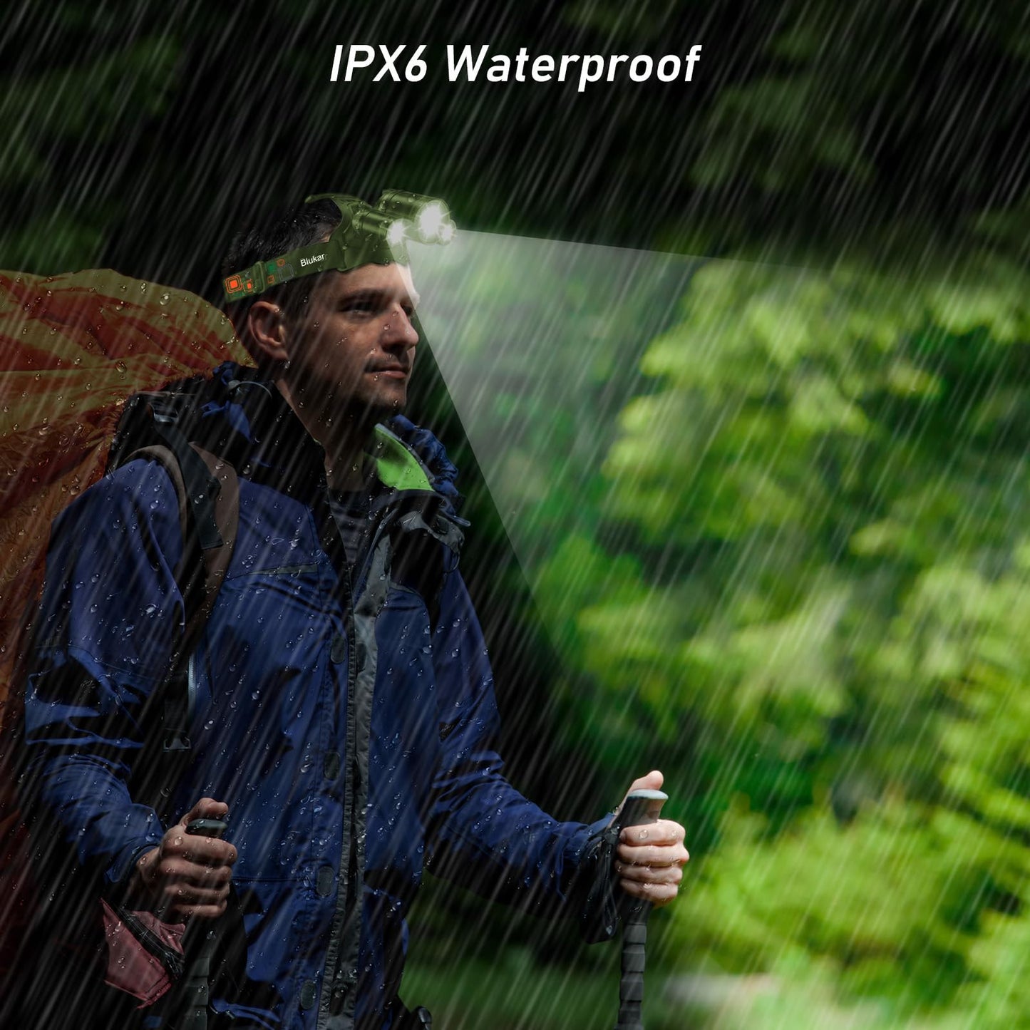 Blukar LED Headlamp, Super Bright Rechargeable Headlight Flashlight - 3 Lights 5 Modes,Zoomable,Spotlight&Floodlight Combination, IPX6 Waterproof, 20+Hrs Runtime for Running,Hiking,Camping etc.