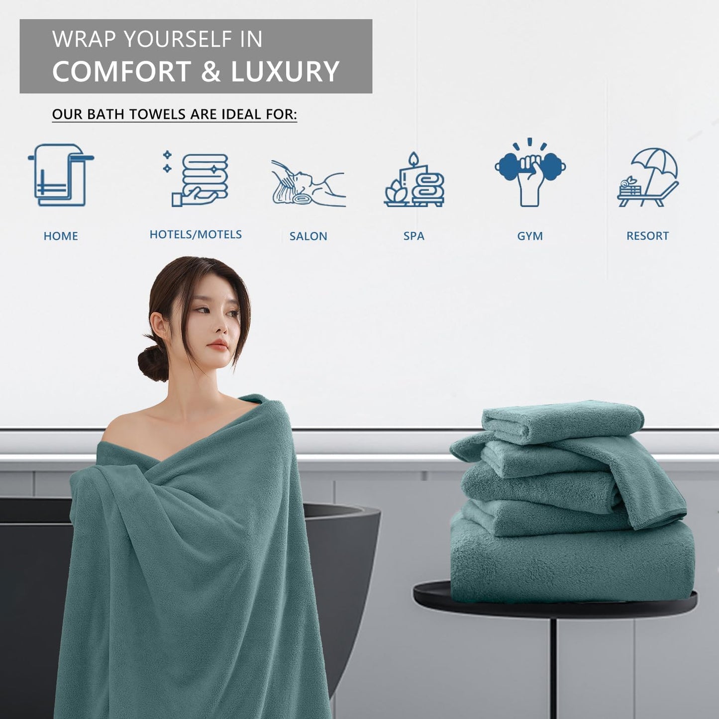 Extra Large Bath Sheet 4 Piece (35"x70")-Ultra Soft Oversized Bath Towel,Bath Sheet Towel Set for Bathroom Hotel,Highly Absorbent Quick Dry Shower Towel Set for Adults,Bath Towel Dark Grey