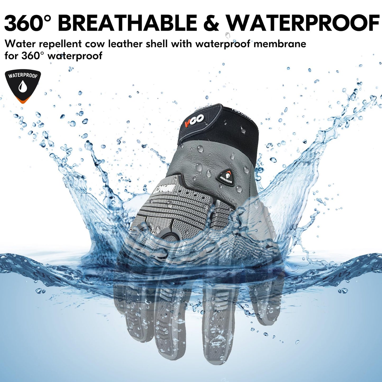 Vgo... 1 Pair -20℃/-4°F COLDPROOF,Winter Work Leather Gloves,Impact Gloves,Anti-Vibration,Water Resistant(CA7722FW)