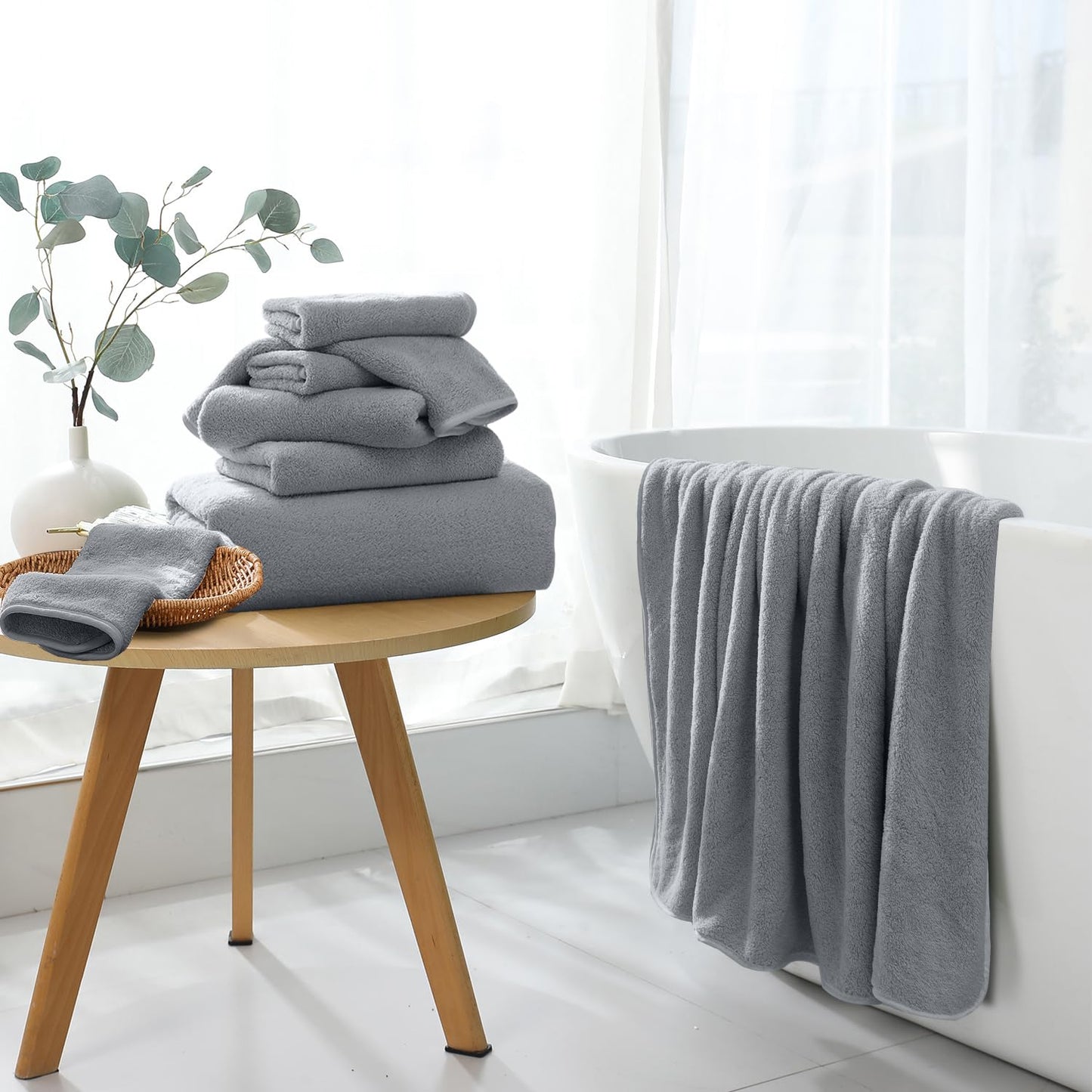 Extra Large Bath Sheet 4 Piece (35"x70")-Ultra Soft Oversized Bath Towel,Bath Sheet Towel Set for Bathroom Hotel,Highly Absorbent Quick Dry Shower Towel Set for Adults,Bath Towel Dark Grey