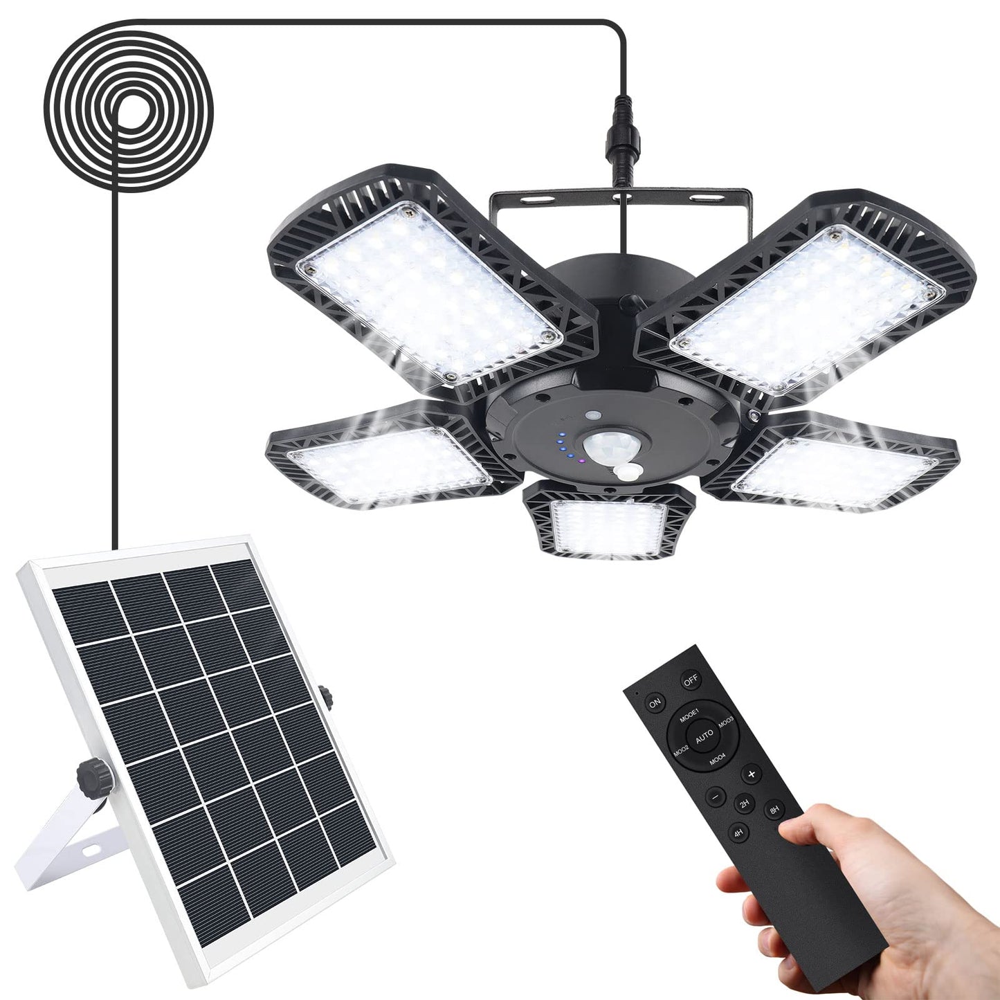 Solar Chandelier Lights Indoor Outdoor, Solar Pendant Lights for Shed Gazebo Yard Patio Balcony Barn Garage