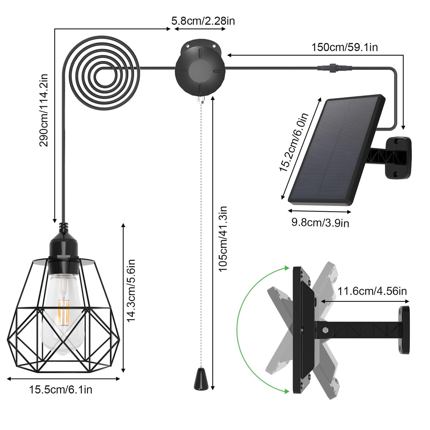 Solar Chandelier Lights Indoor Outdoor, Solar Pendant Lights for Shed Gazebo Yard Patio Balcony Barn Garage