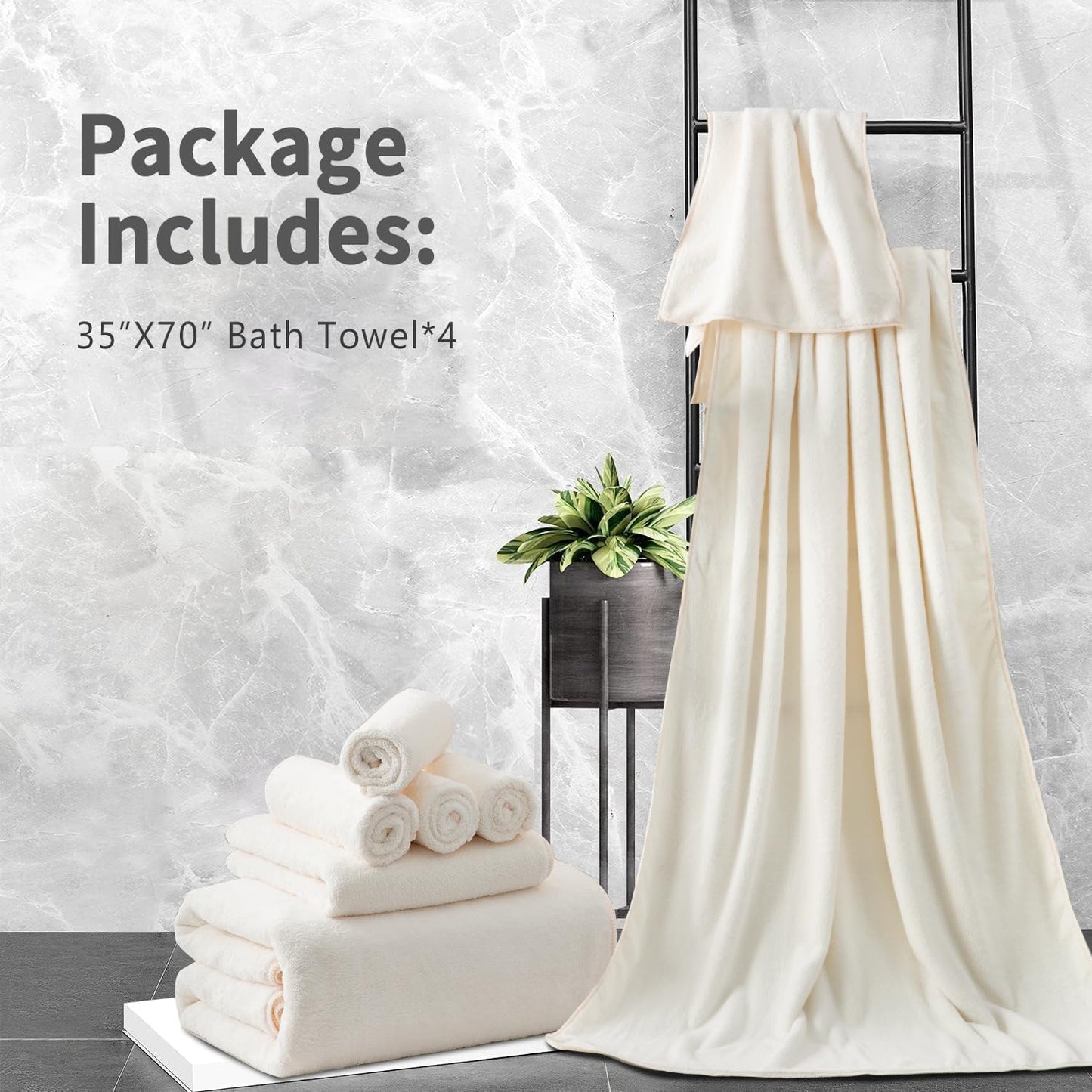 Extra Large Bath Sheet 4 Piece (35"x70")-Ultra Soft Oversized Bath Towel,Bath Sheet Towel Set for Bathroom Hotel,Highly Absorbent Quick Dry Shower Towel Set for Adults,Bath Towel Dark Grey