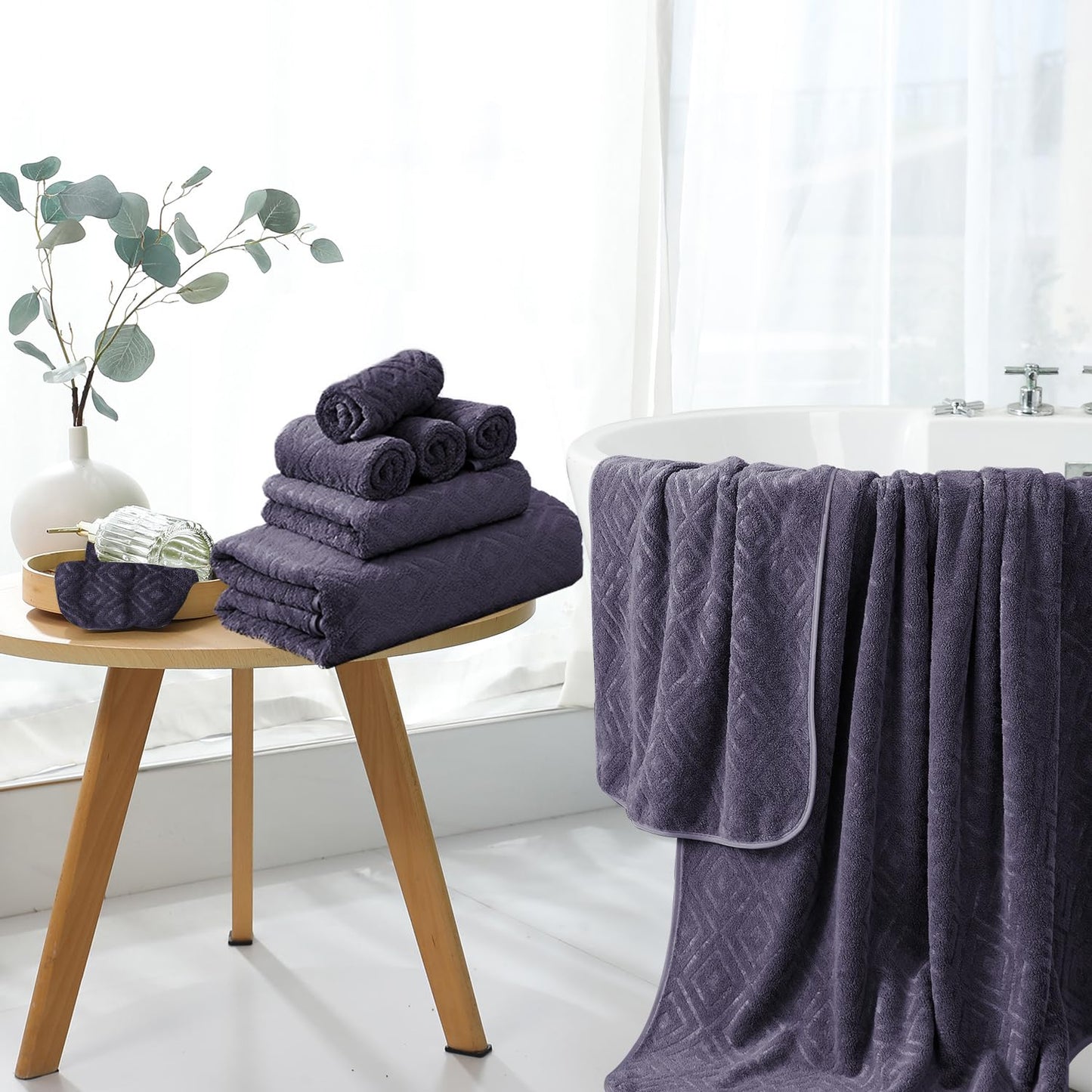 Extra Large Bath Sheet 4 Piece (35"x70")-Ultra Soft Oversized Bath Towel,Bath Sheet Towel Set for Bathroom Hotel,Highly Absorbent Quick Dry Shower Towel Set for Adults,Bath Towel Dark Grey