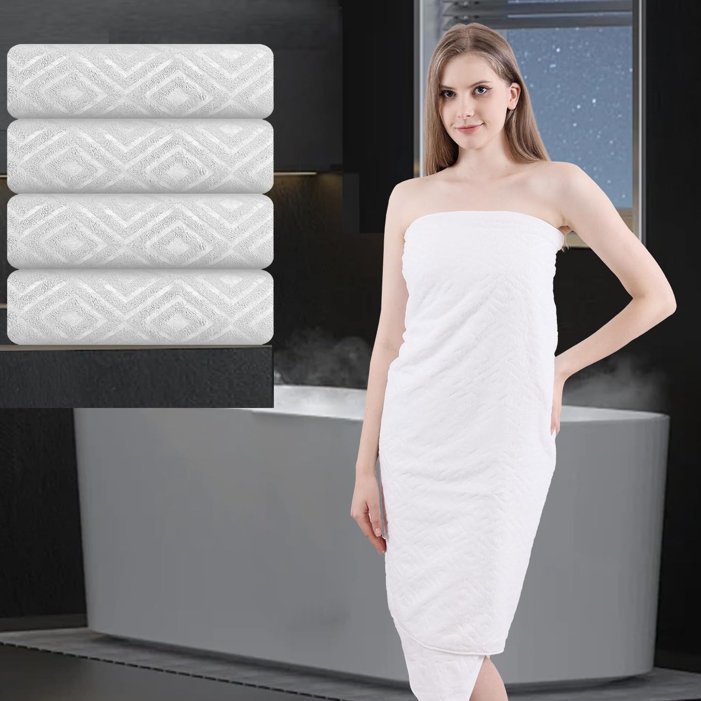 Extra Large Bath Sheet 4 Piece (35"x70")-Ultra Soft Oversized Bath Towel,Bath Sheet Towel Set for Bathroom Hotel,Highly Absorbent Quick Dry Shower Towel Set for Adults,Bath Towel Dark Grey