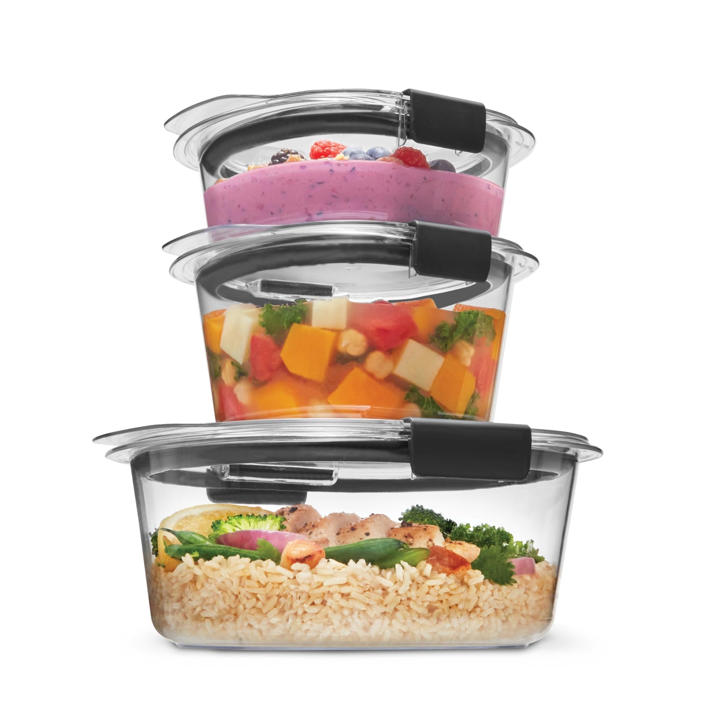 Rubbermaid Brilliance Food Storage Containers BPA Free Airtight Lids Ideal for Lunch Meal Prep & Leftovers Set of 5 (3.2 Cup)