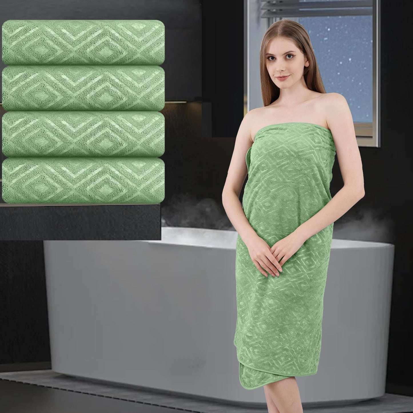 Extra Large Bath Sheet 4 Piece (35"x70")-Ultra Soft Oversized Bath Towel,Bath Sheet Towel Set for Bathroom Hotel,Highly Absorbent Quick Dry Shower Towel Set for Adults,Bath Towel Dark Grey