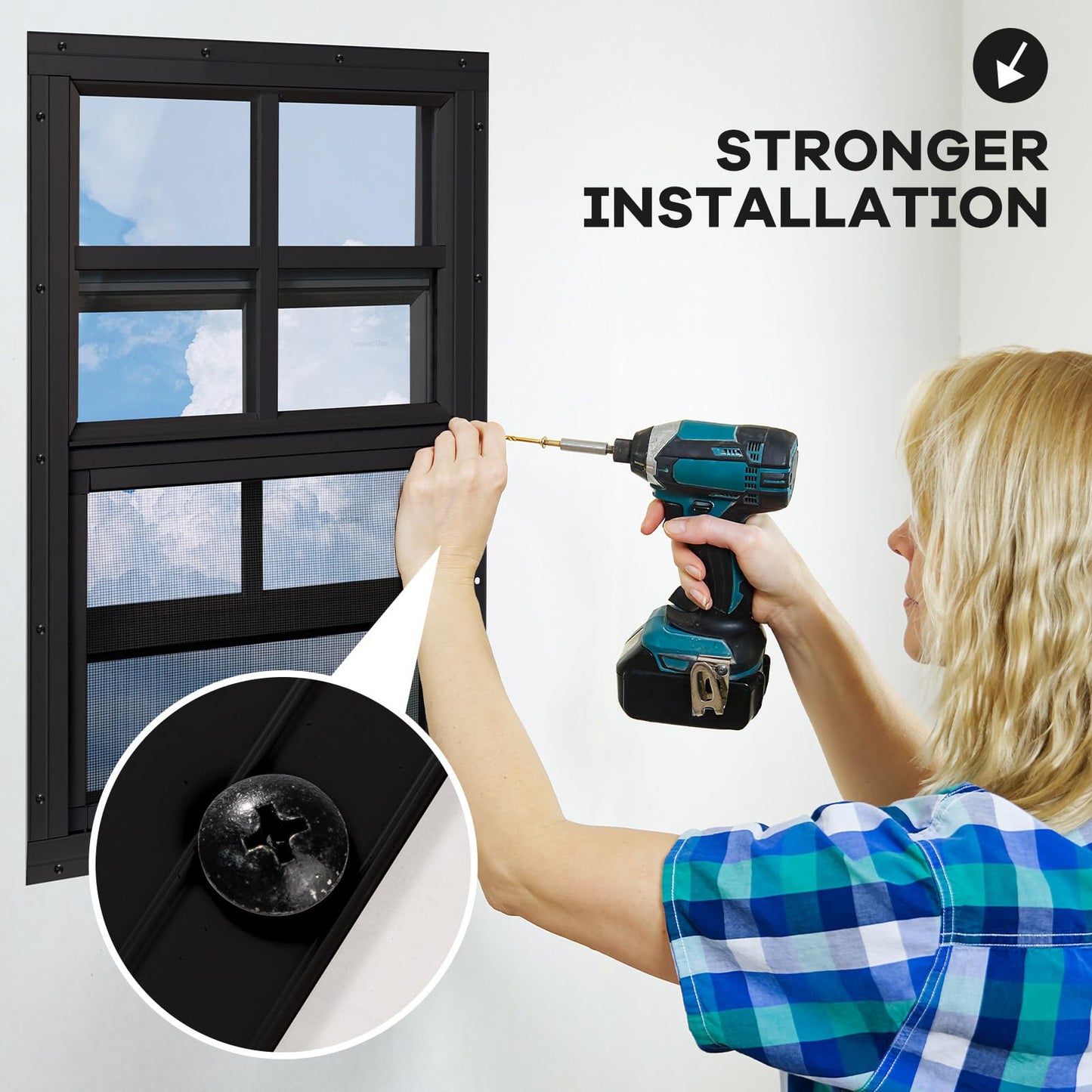 Shed Windows 2 Pack, Chicken Coop Windows 24" x 36" with Tempered Glass and Fiberglass Screen, Flush Mounted Small Window for Shed, Barns, Playhouse, Household, Garage (Black)