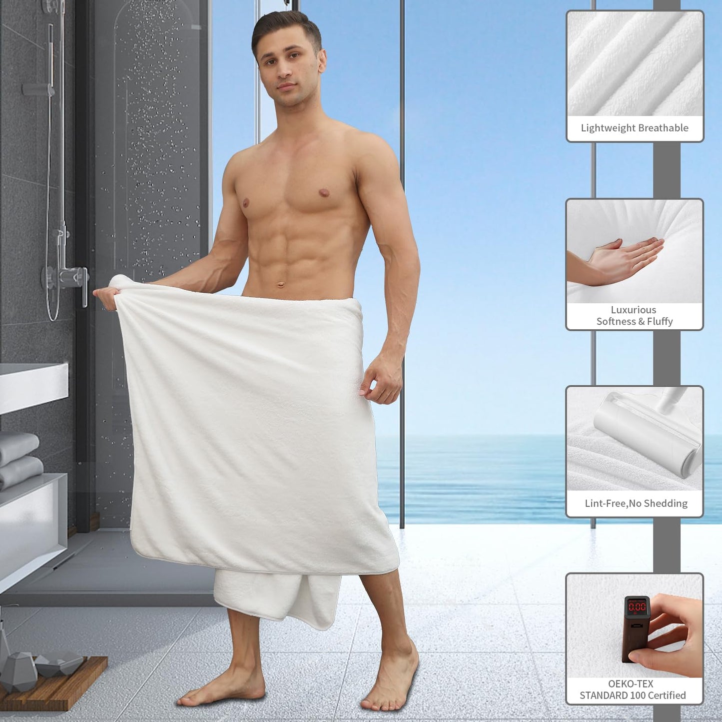 Extra Large Bath Sheet 4 Piece (35"x70")-Ultra Soft Oversized Bath Towel,Bath Sheet Towel Set for Bathroom Hotel,Highly Absorbent Quick Dry Shower Towel Set for Adults,Bath Towel Dark Grey