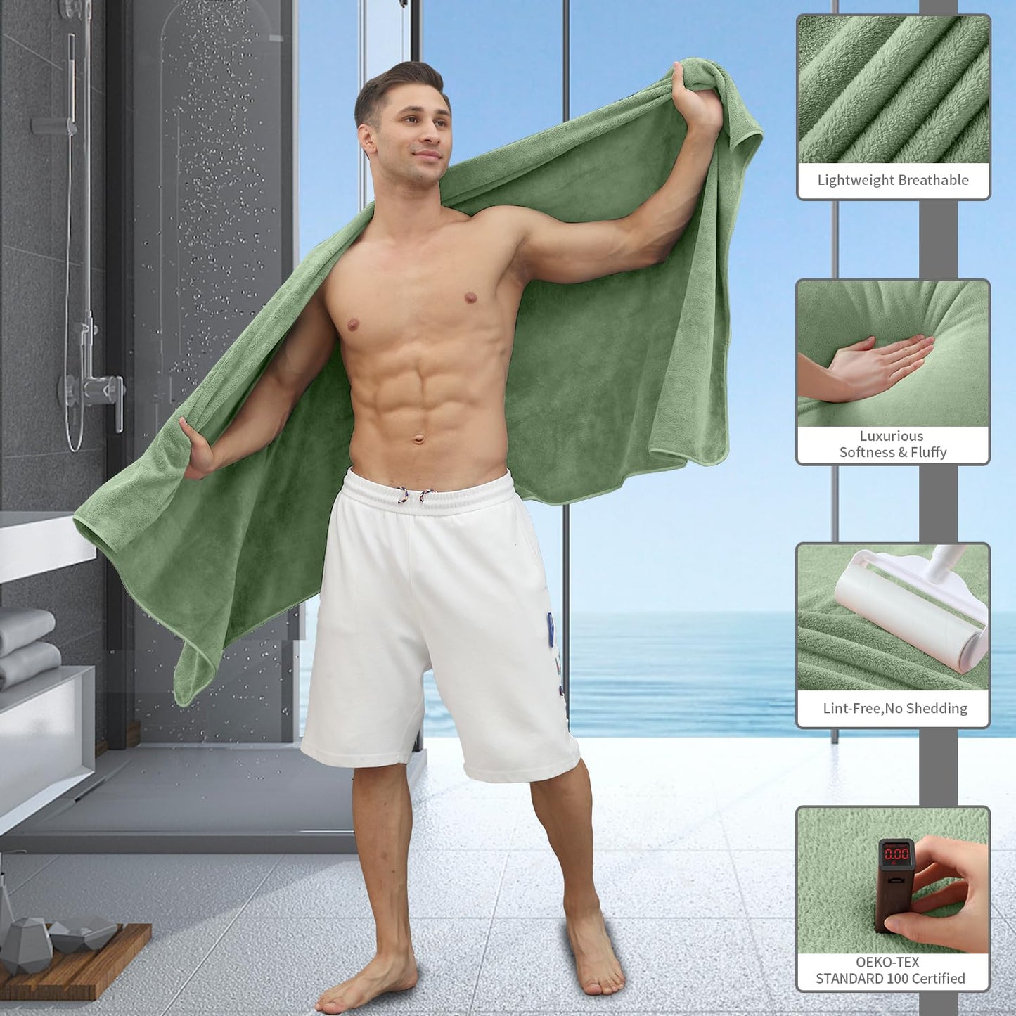 Extra Large Bath Sheet 4 Piece (35"x70")-Ultra Soft Oversized Bath Towel,Bath Sheet Towel Set for Bathroom Hotel,Highly Absorbent Quick Dry Shower Towel Set for Adults,Bath Towel Dark Grey