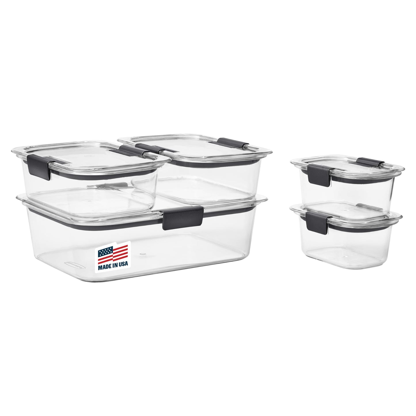 Rubbermaid Brilliance Food Storage Containers BPA Free Airtight Lids Ideal for Lunch Meal Prep & Leftovers Set of 5 (3.2 Cup)