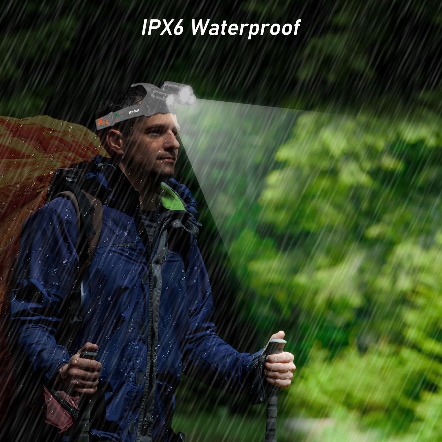 Blukar LED Headlamp, Super Bright Rechargeable Headlight Flashlight - 3 Lights 5 Modes,Zoomable,Spotlight&Floodlight Combination, IPX6 Waterproof, 20+Hrs Runtime for Running,Hiking,Camping etc.