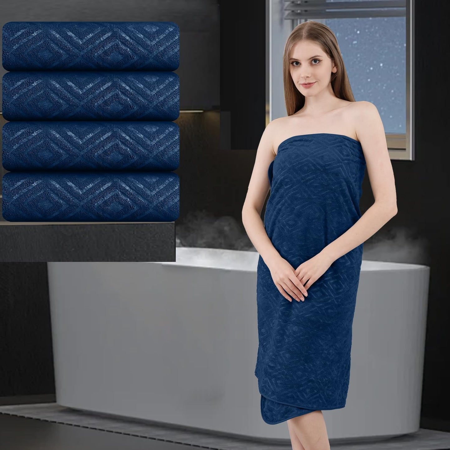 Extra Large Bath Sheet 4 Piece (35"x70")-Ultra Soft Oversized Bath Towel,Bath Sheet Towel Set for Bathroom Hotel,Highly Absorbent Quick Dry Shower Towel Set for Adults,Bath Towel Dark Grey